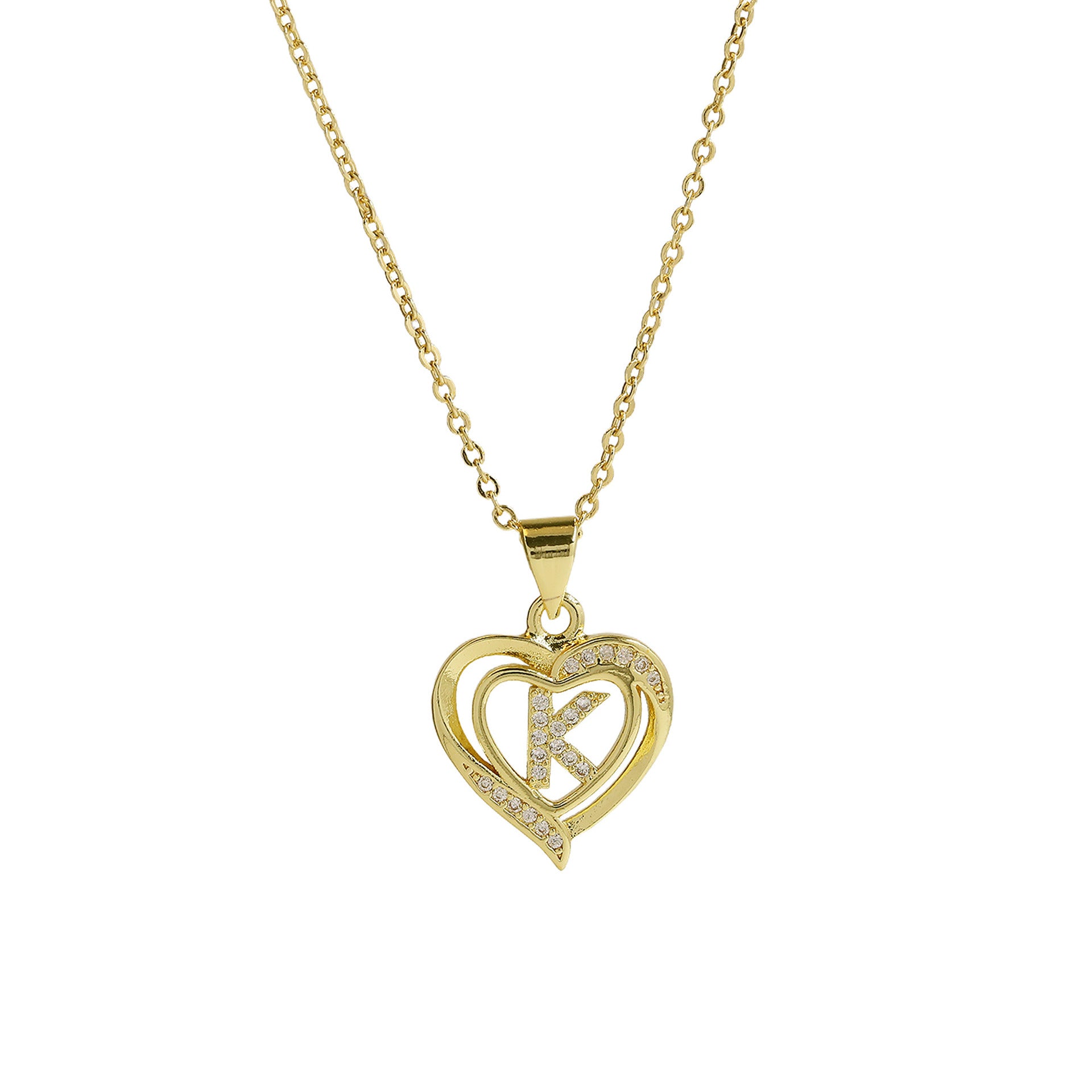 Kamarie Initial Heart Necklace - Necklace K [2BFICFT2]