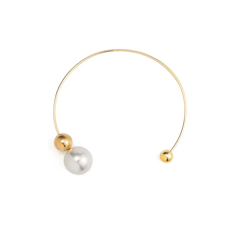 Gloria Pearl Choker Necklace - Gold