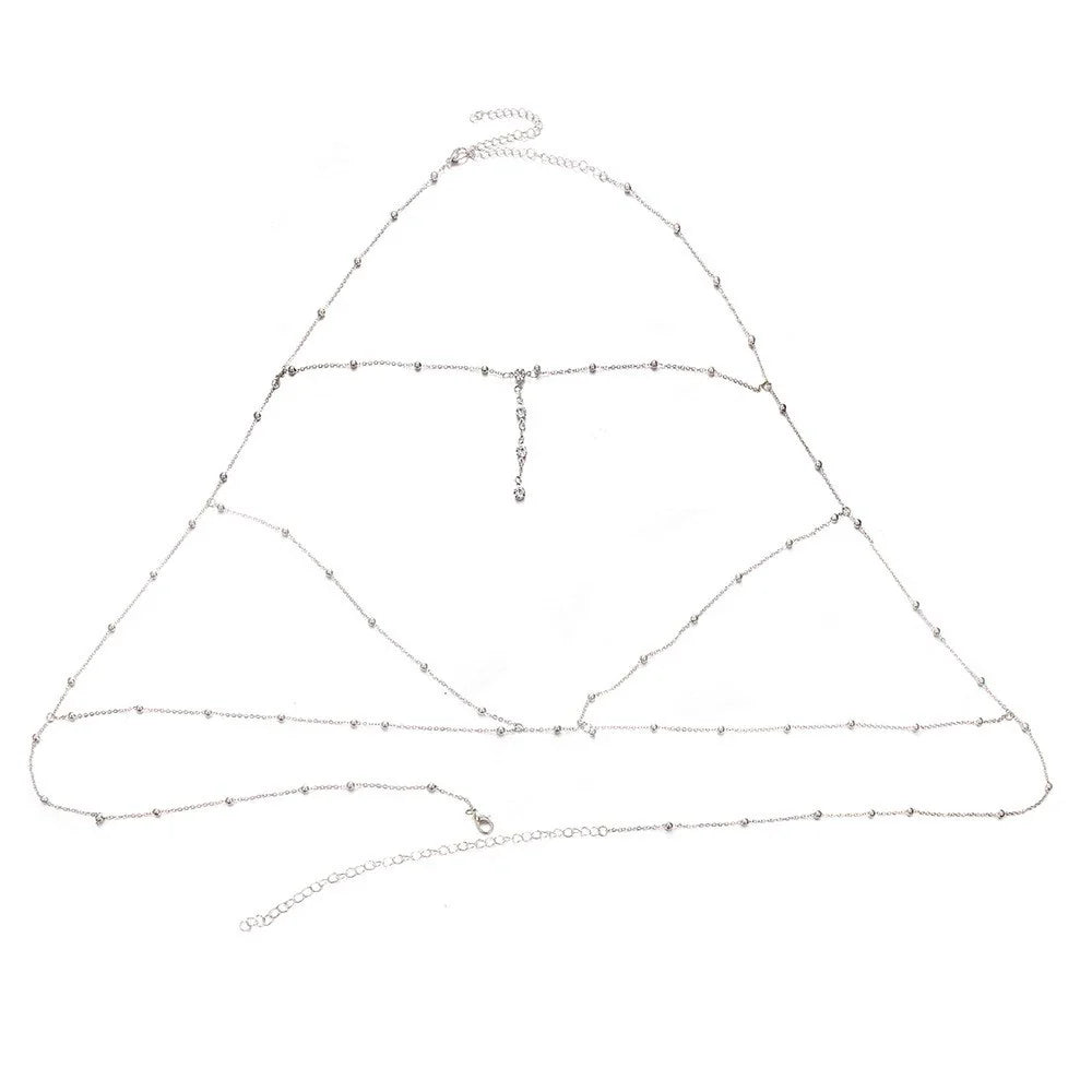 Indiana Layered Tassel Body Chain - Silver