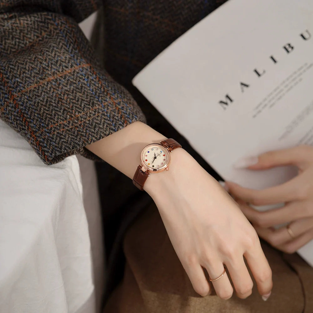 Olyvia Retro Leather Watch - Retro Brown