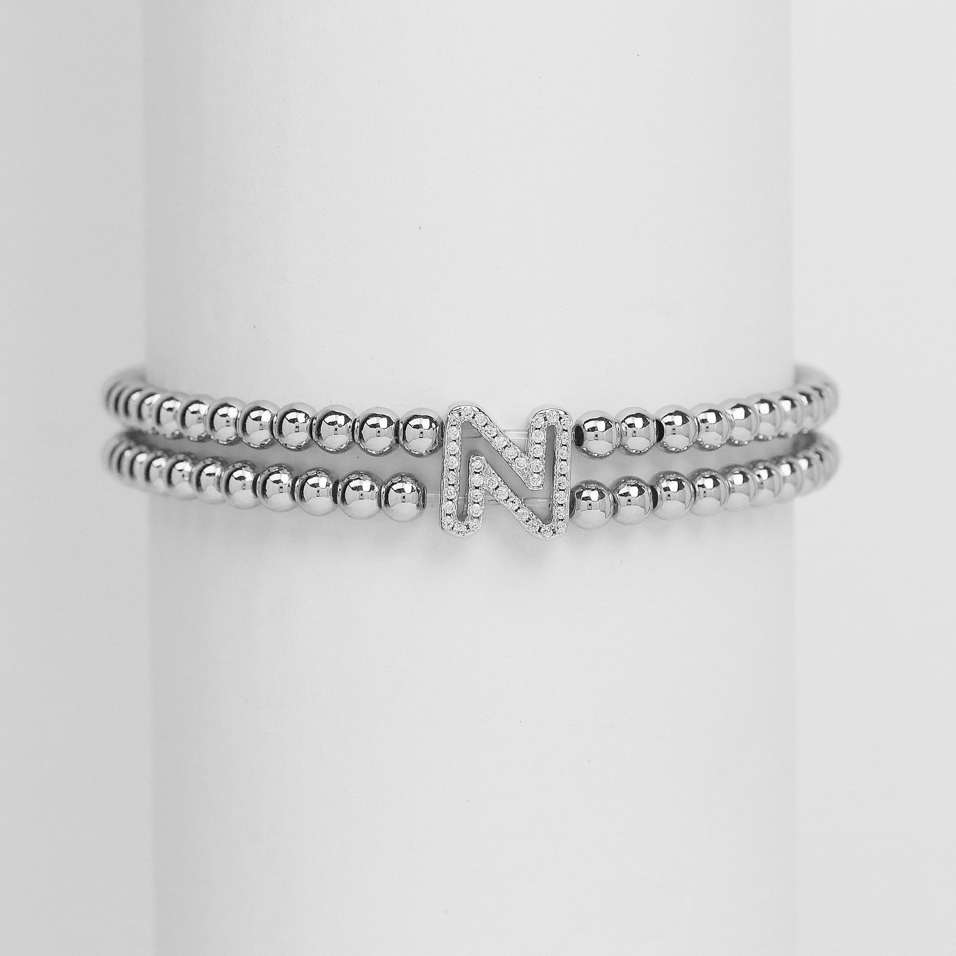 Alexandra Bubble Initial Bracelet - Silver N [PSLONAIP]