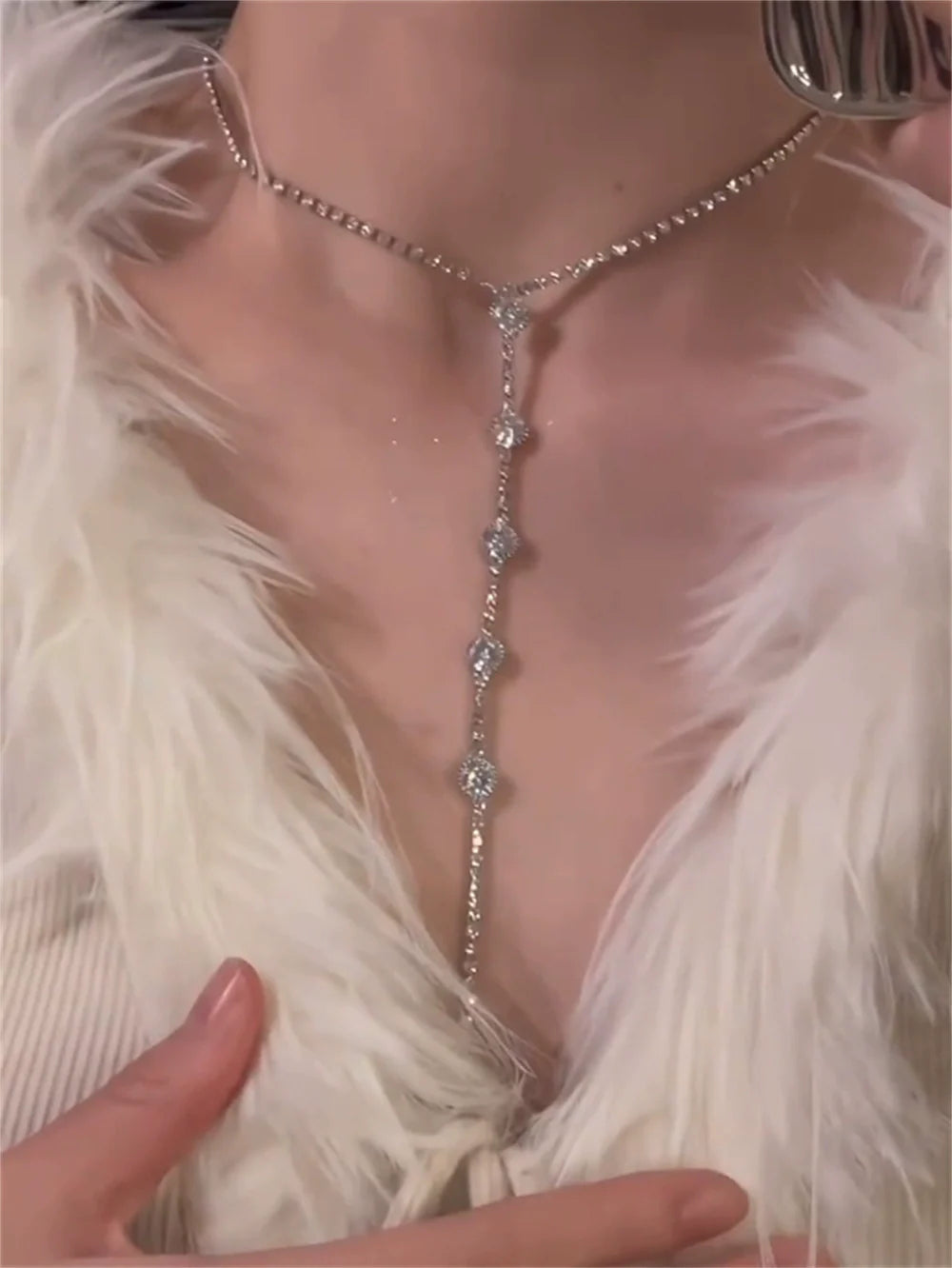 Mason Zircon Tassel Necklace - Zircon Tassel