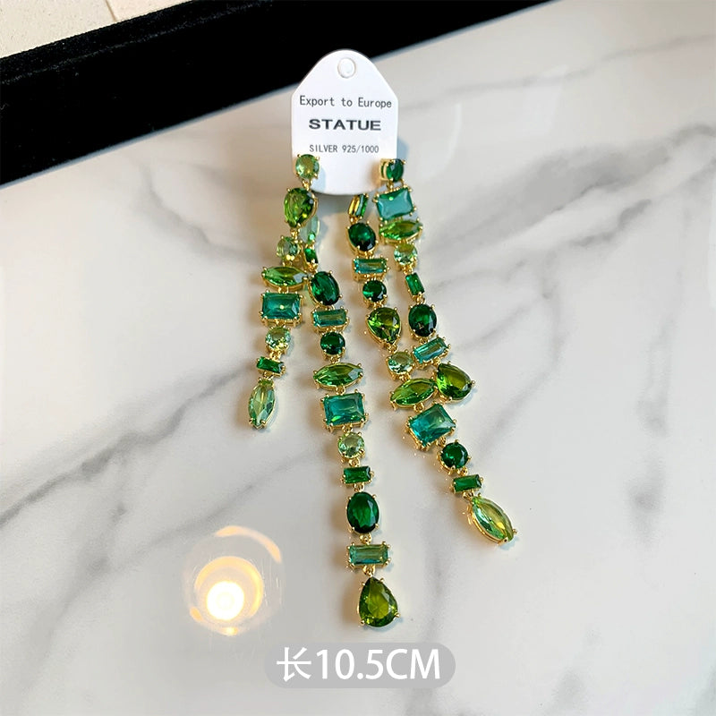 Allura Candy Green Gemstone Collection - Green Candy Long Earrings [ZV1J5FPC]