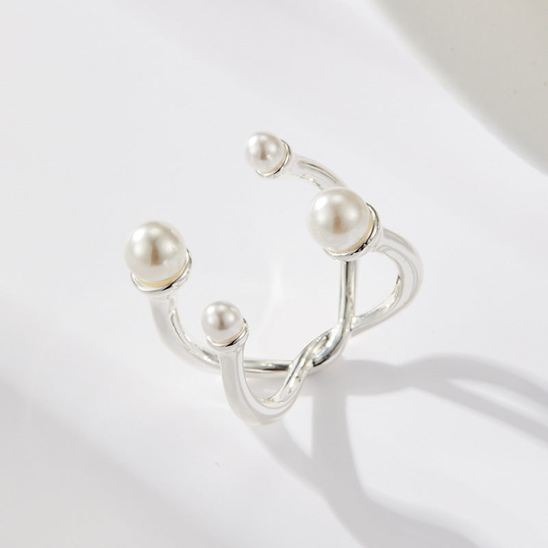 Taelor Dainty Pearl Cross Ring - R16682O907 [SRFK3BJQ]
