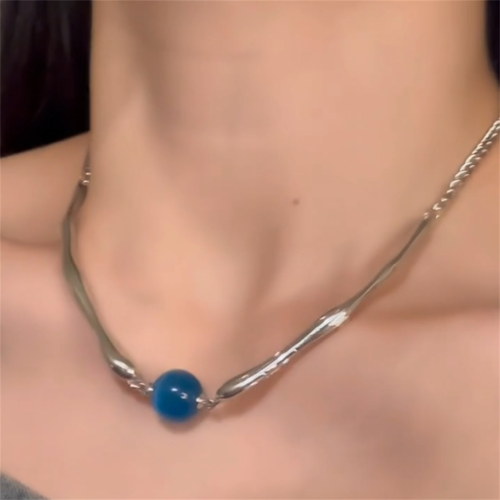 Killian Y2K Glass Bead Necklace - Silver Plated