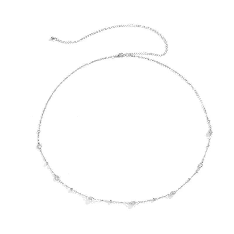 Gracie Crystal Body Chain - Silver Clear Crystal
