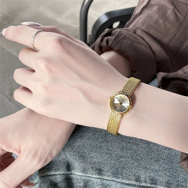 Abby Elegant Petite Watch - Gold White
