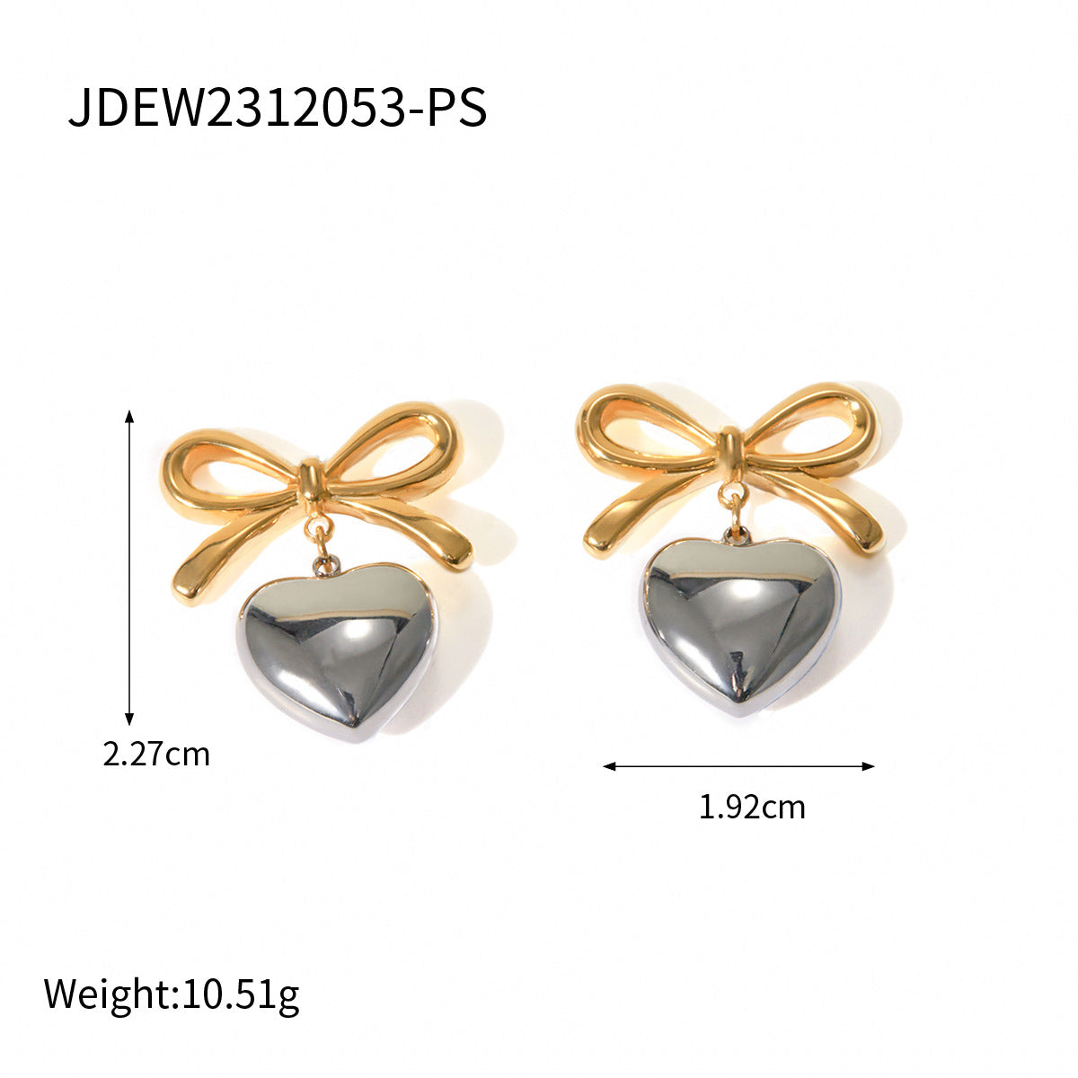 Venice Gold Heart Earrings - JDEW2312053-PS [O7BBMDCZ]