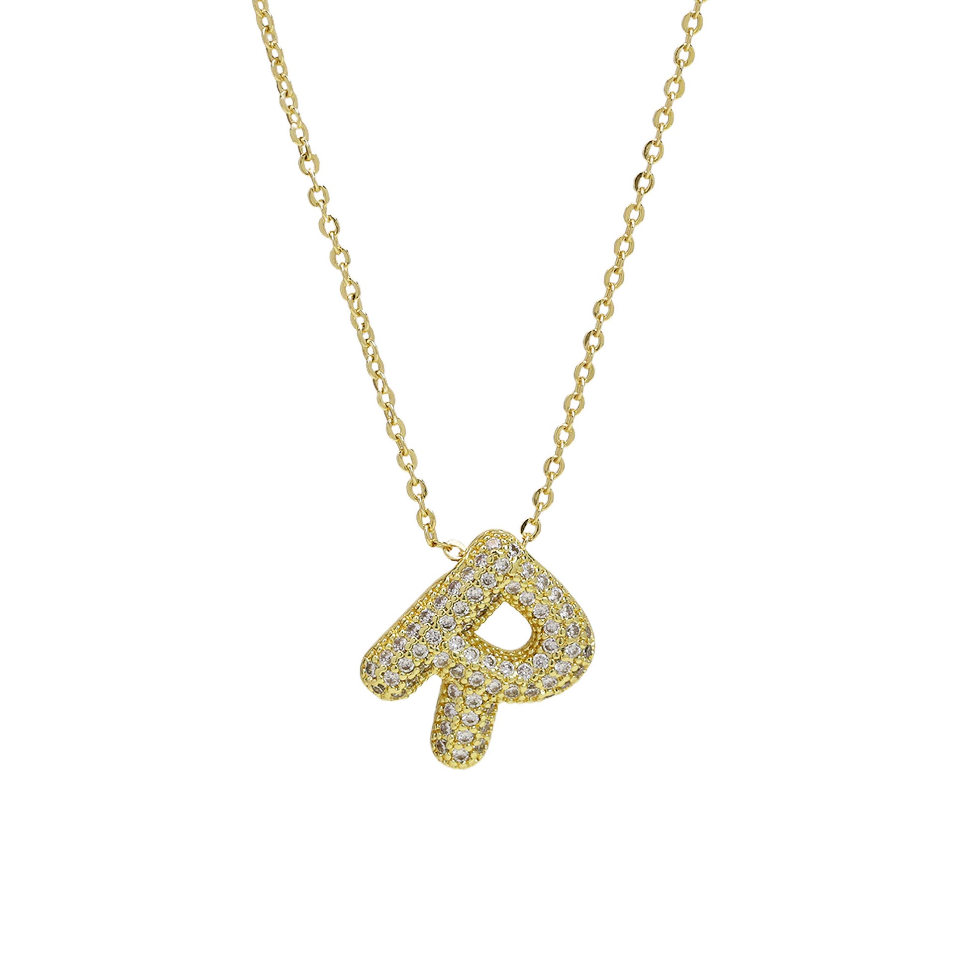 Zalia Gilded Bubble Letter Necklace - Necklace R [AK3ZZONK]
