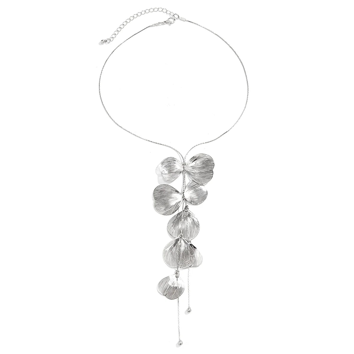 Leeah Ginkgo Tassel Necklace - Silver Necklace