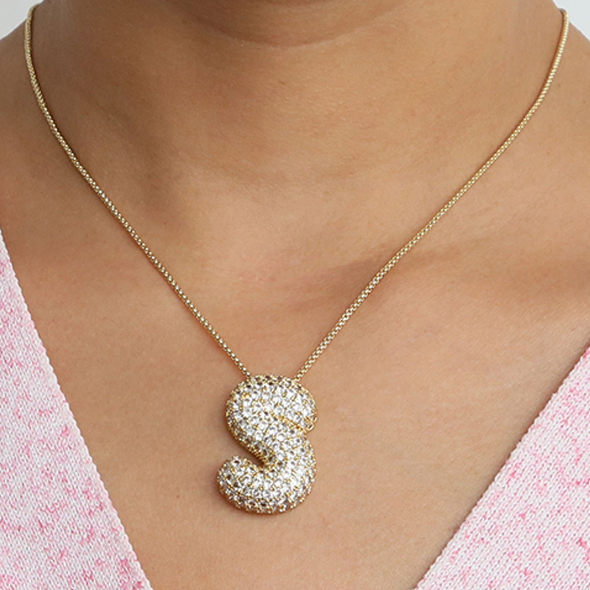 Laiba Bubble Initial Necklace - S [W9TPLJ3Z]
