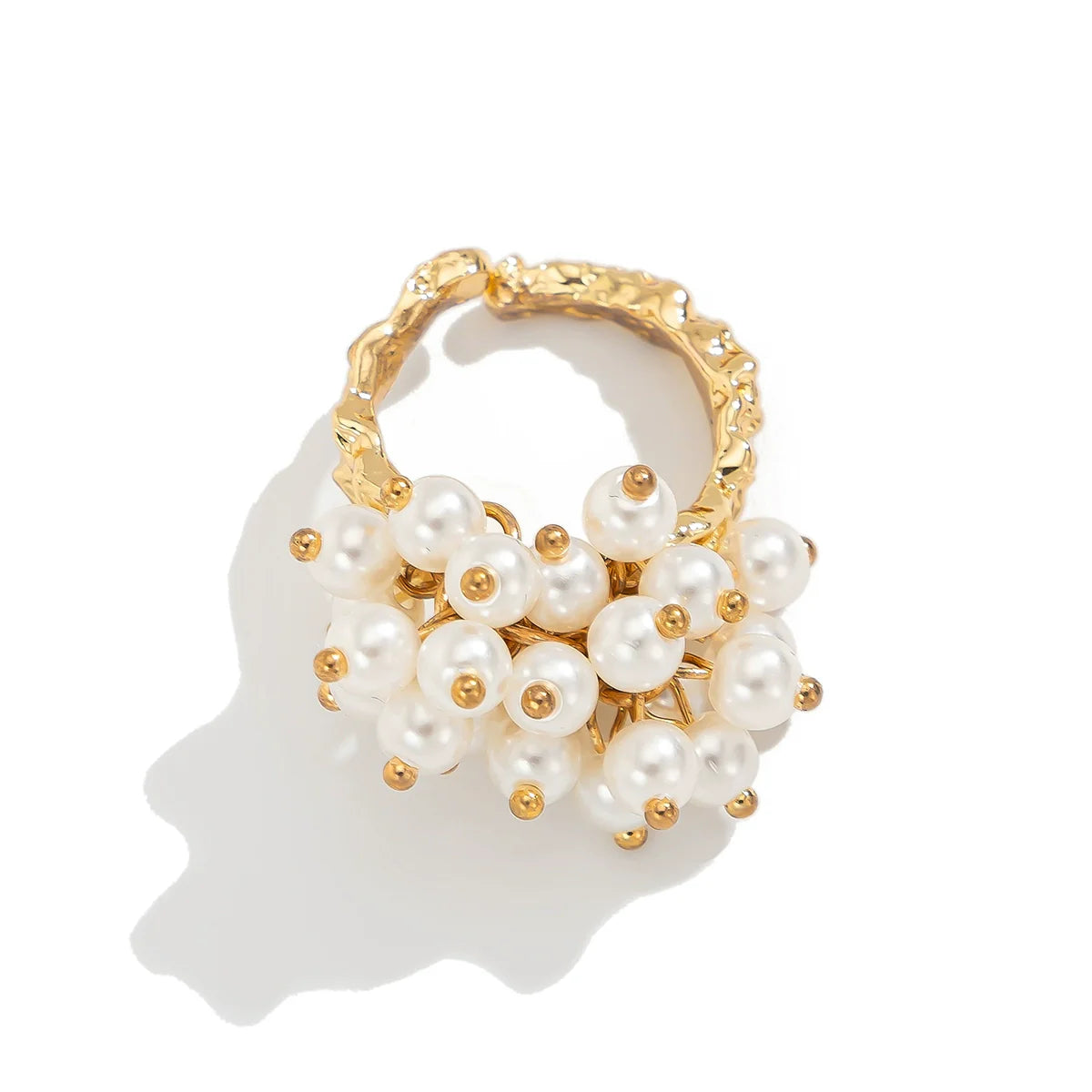 Zada Pearl Bloom Rings - Tassel Faux Pearl Gold