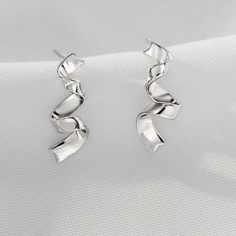 Lotus Glimmer Spiral Studs - Silver