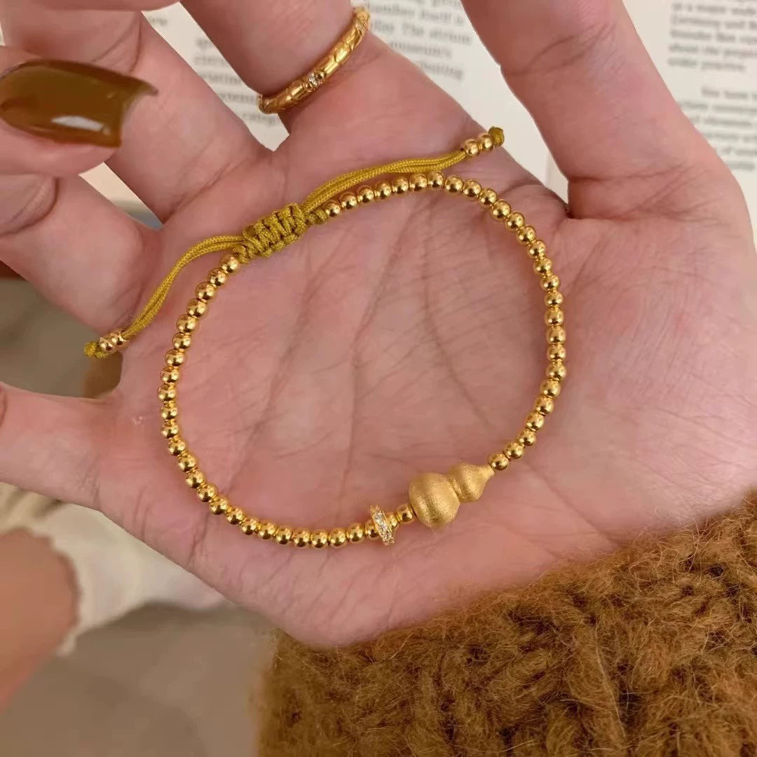 Vianna Gourd Charm Bracelet - Brushed Gold Gourd Bracelet (Adjustable) [ZMHK00PH]