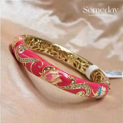 Jenny CloisonnŽ Lotus Bangle - 6cm Rose Pink