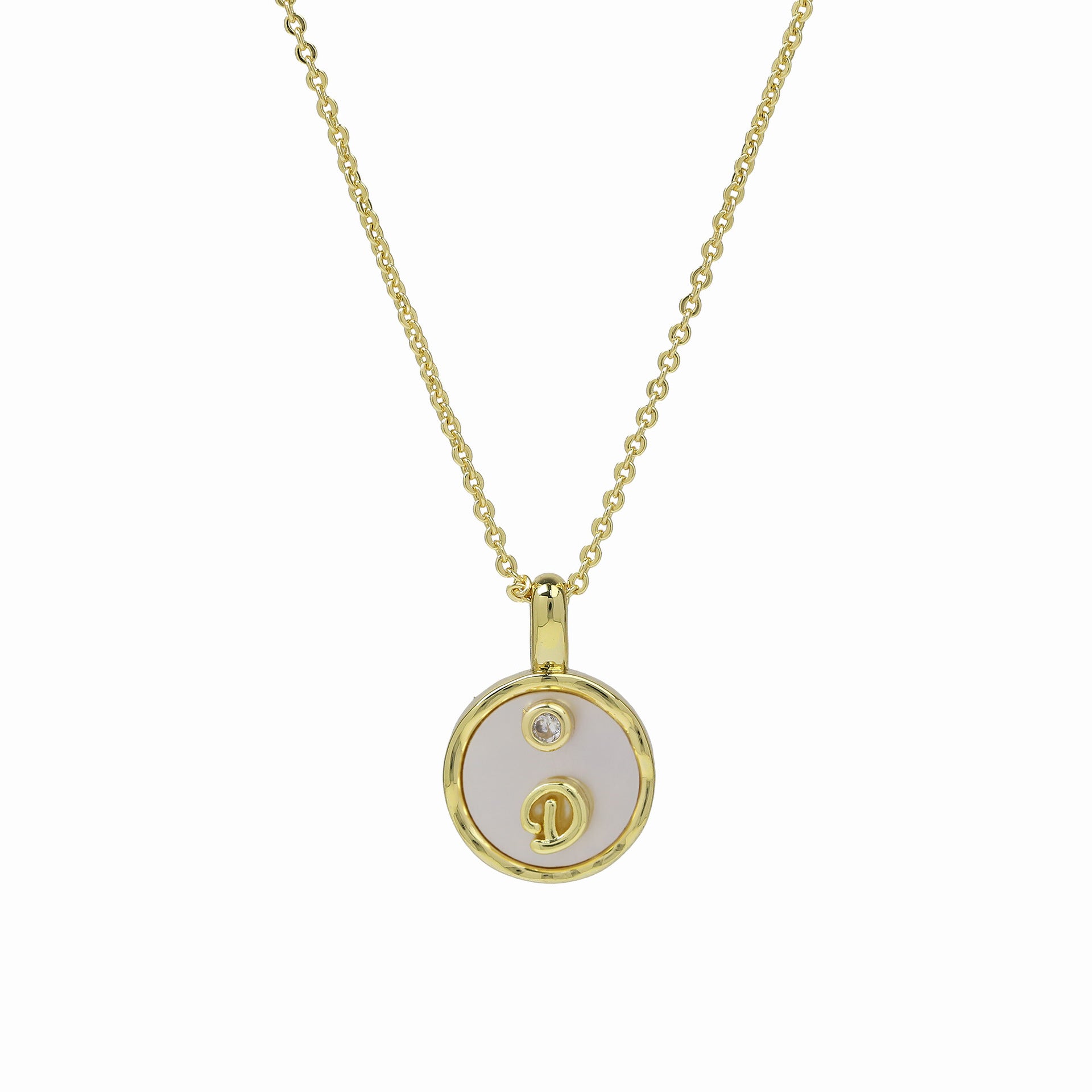 Haset Cursive Initial Pearl Necklace - Initial D [CD1DJ5S5]