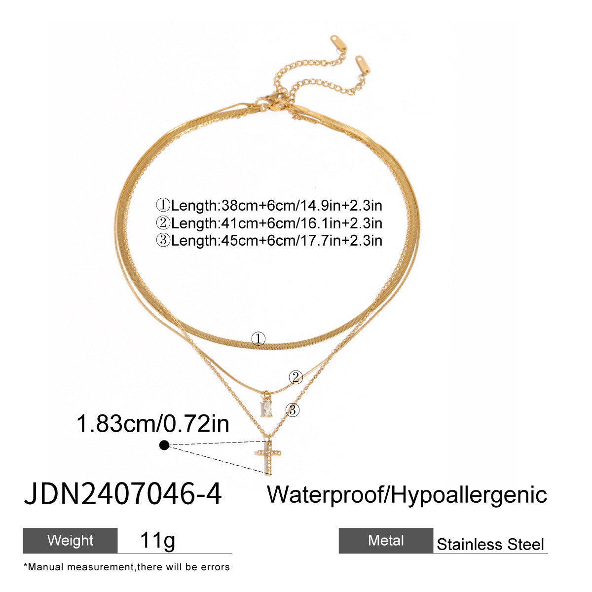 Taniya Layered Zircon Necklace - Silver Zircon Bar Triple [3GK7COHS]