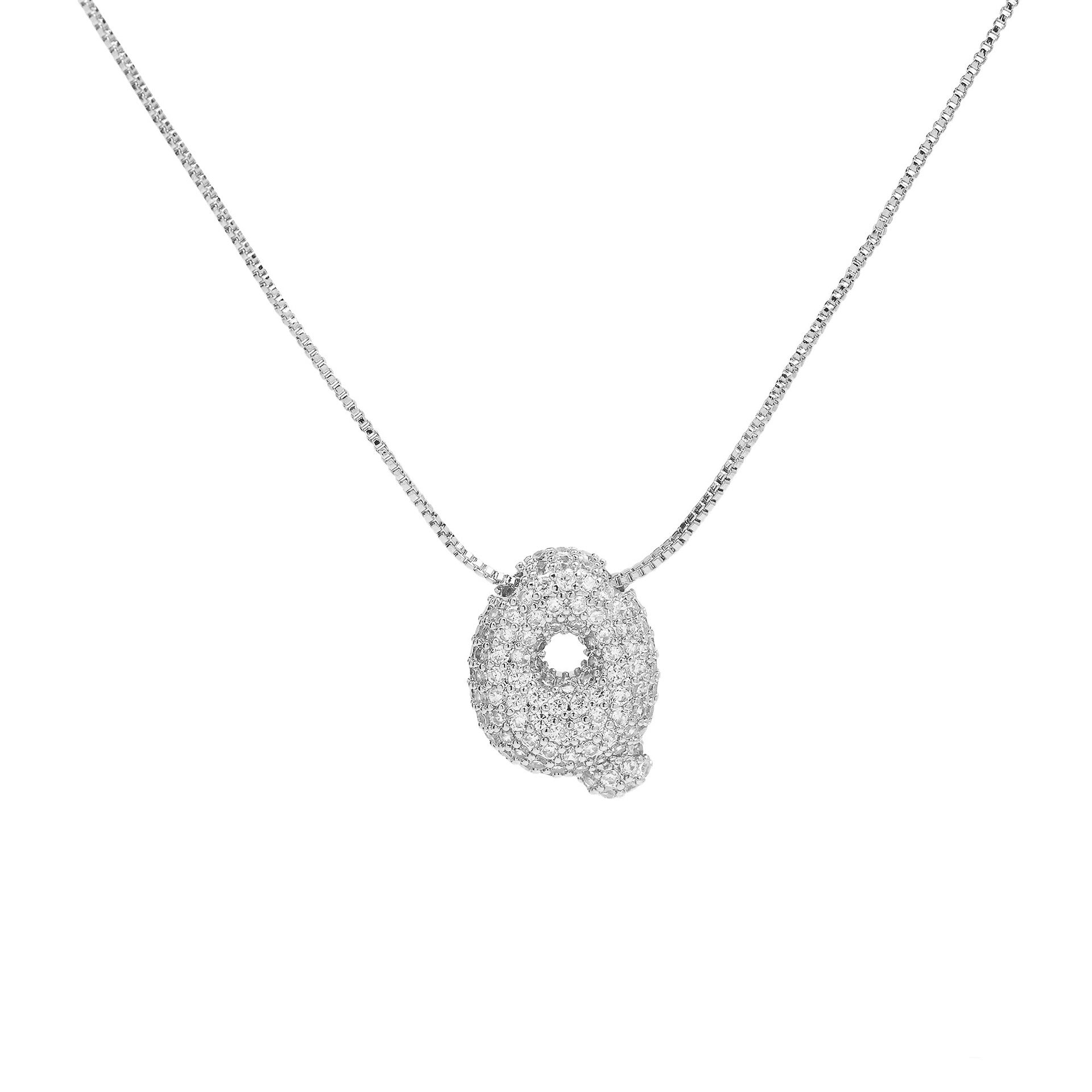 Francis Bubble Initial Necklace - Silver Necklace Q [WQ7E4179]