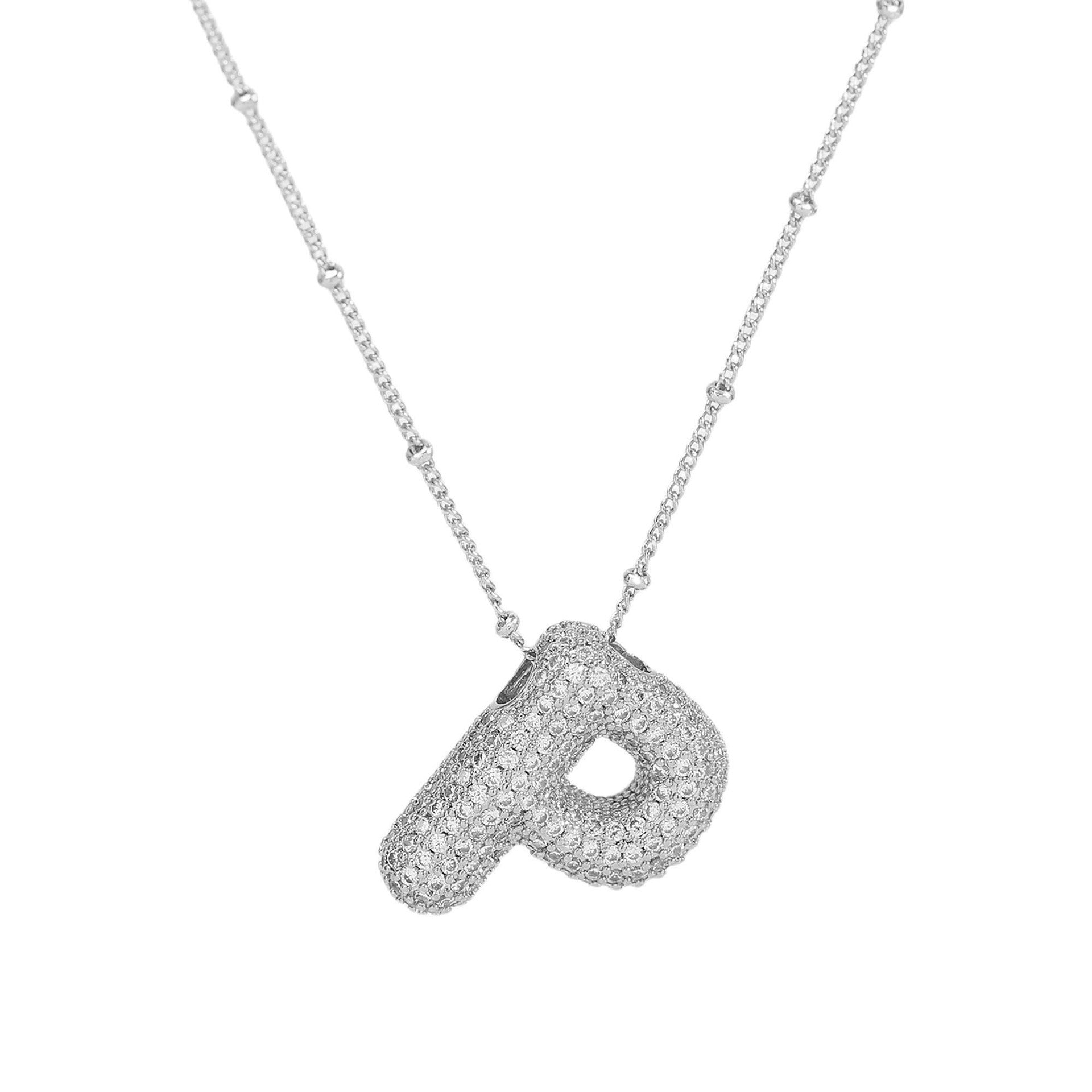 Fynlee Bubble Initial Necklace - Silver P [FJXVRUWH]