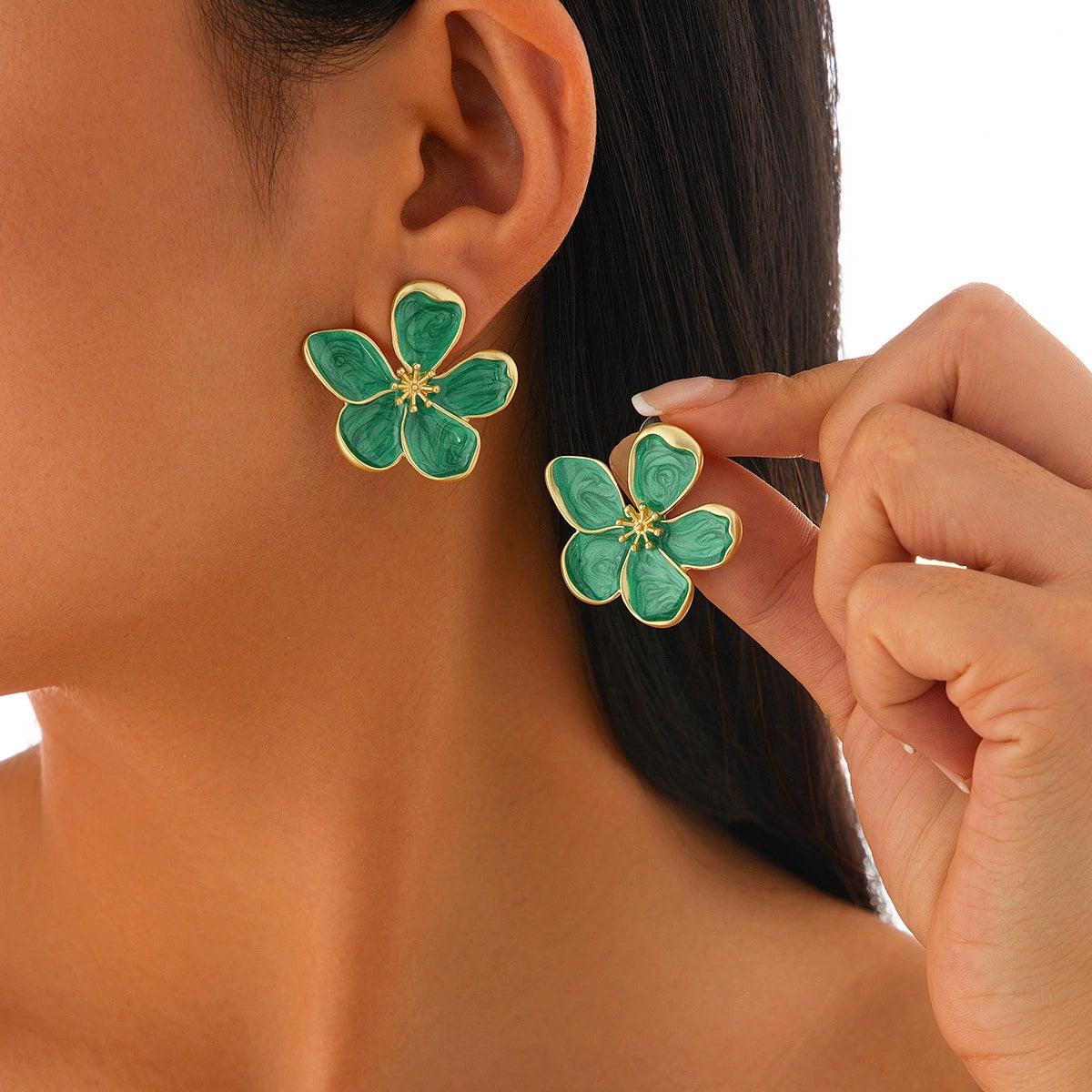Adrianne Sculpted Bloom Jewelry - Matte Bronze & Green 3189 [Z510NP5L]