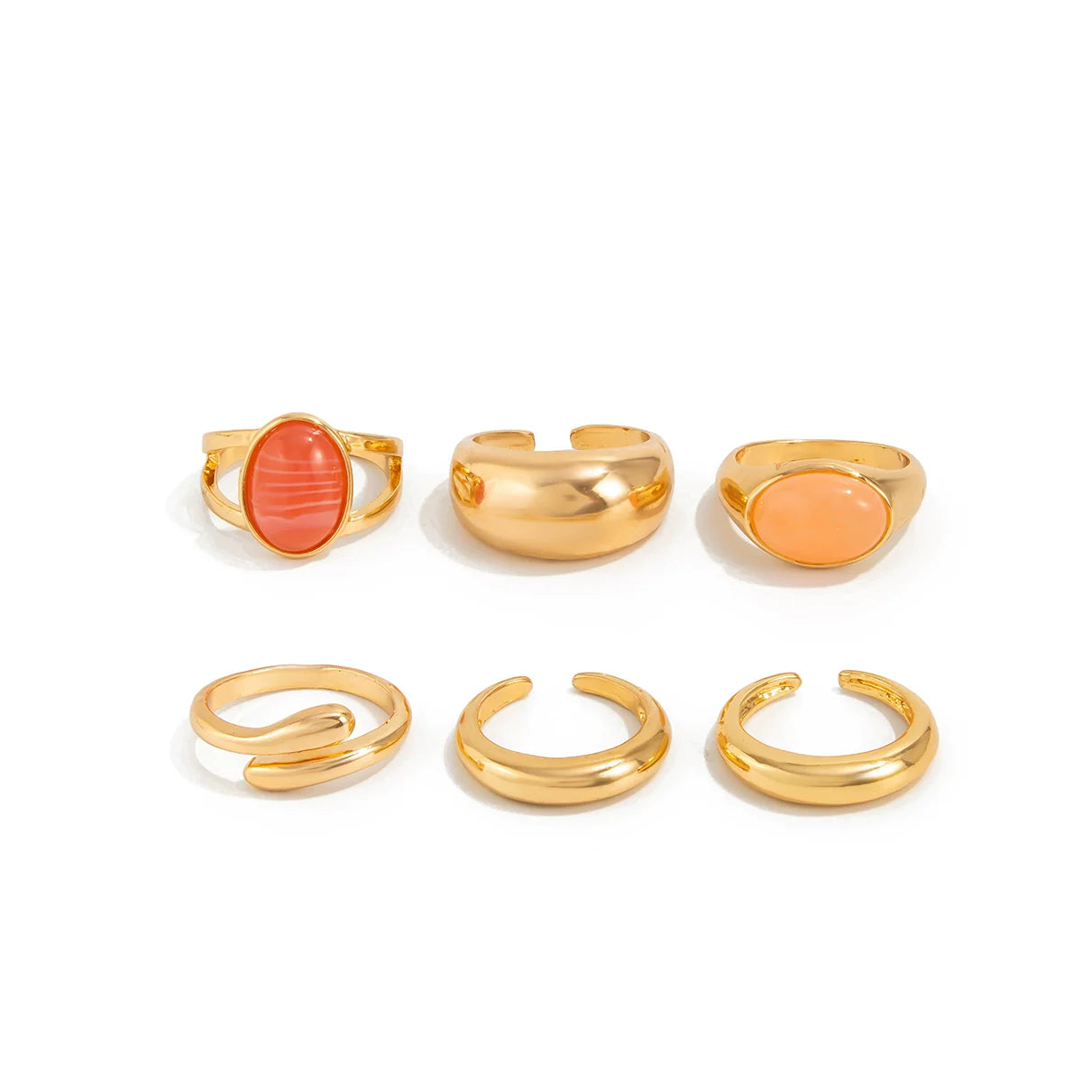 Melisa Open Gemstone Ring Set - Light Gold