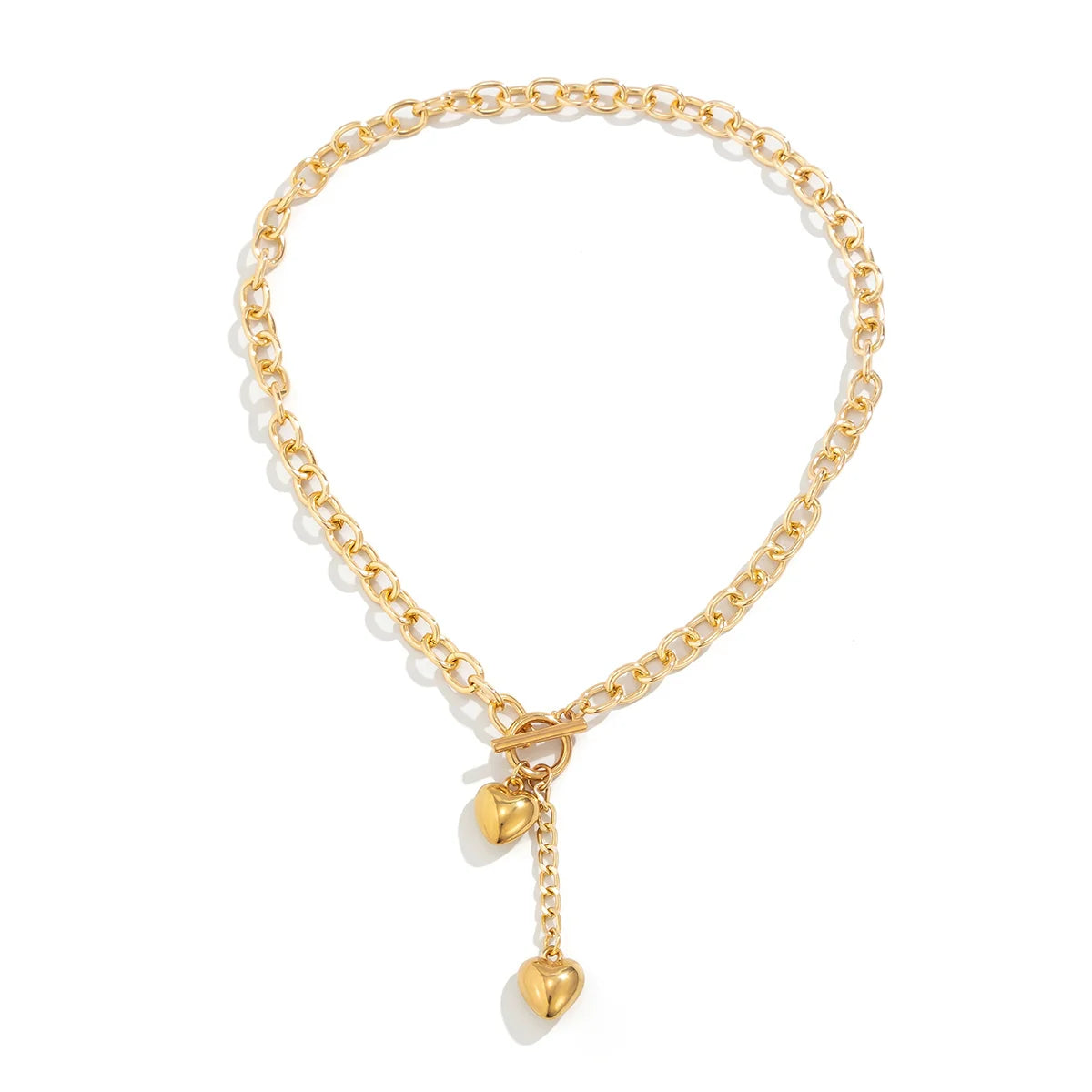 Adalee Tassel Heart Charm Necklace - Necklace Gold