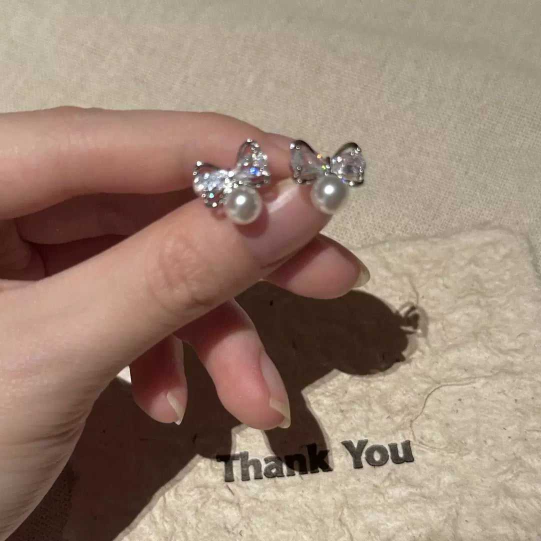Zianna Delicate Butterfly Pearl Studs - Butterfly Pearl Studs