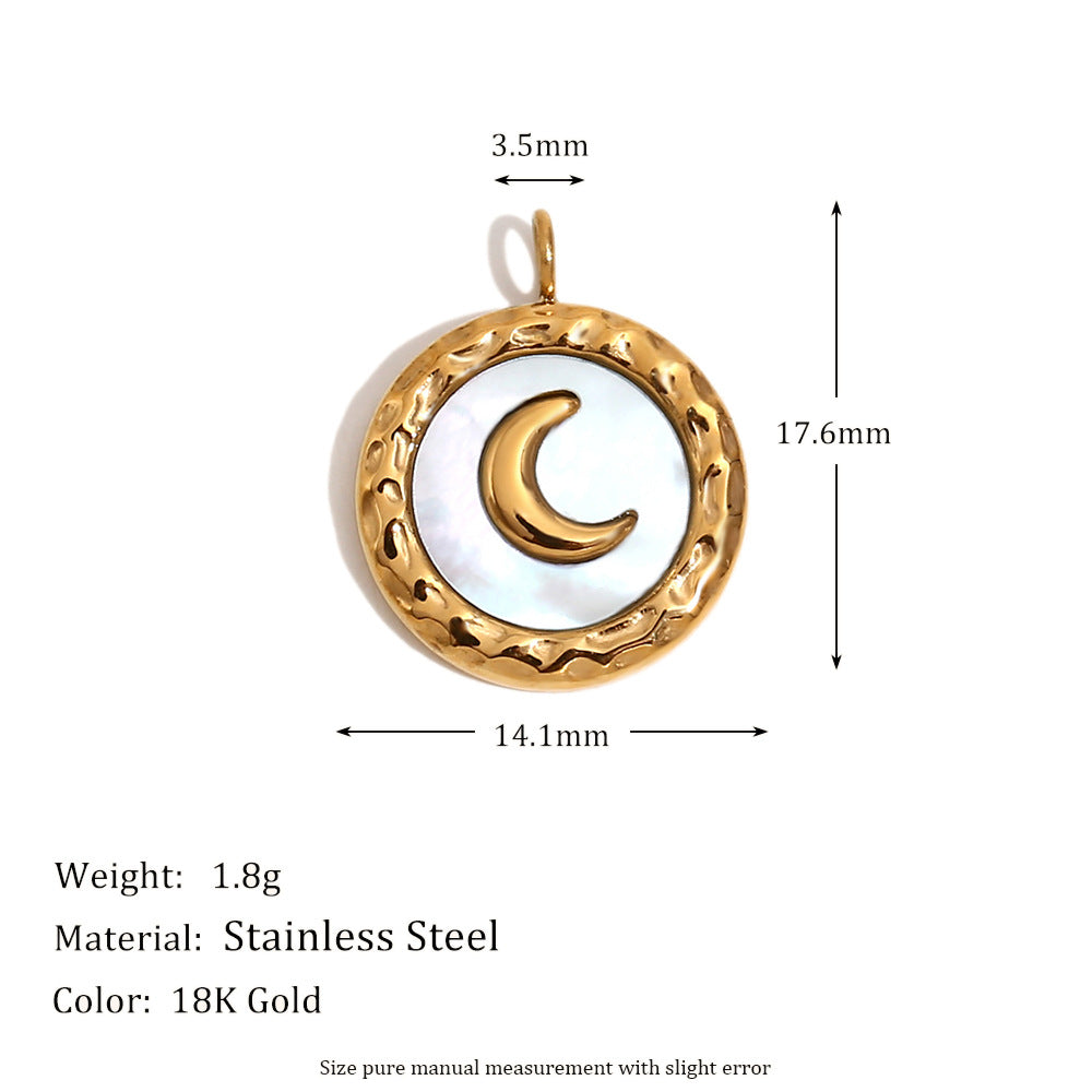 Kambri Luxe Charm Pendants - Shell Moon Round Pendant - Gold [KIBTDLWT]