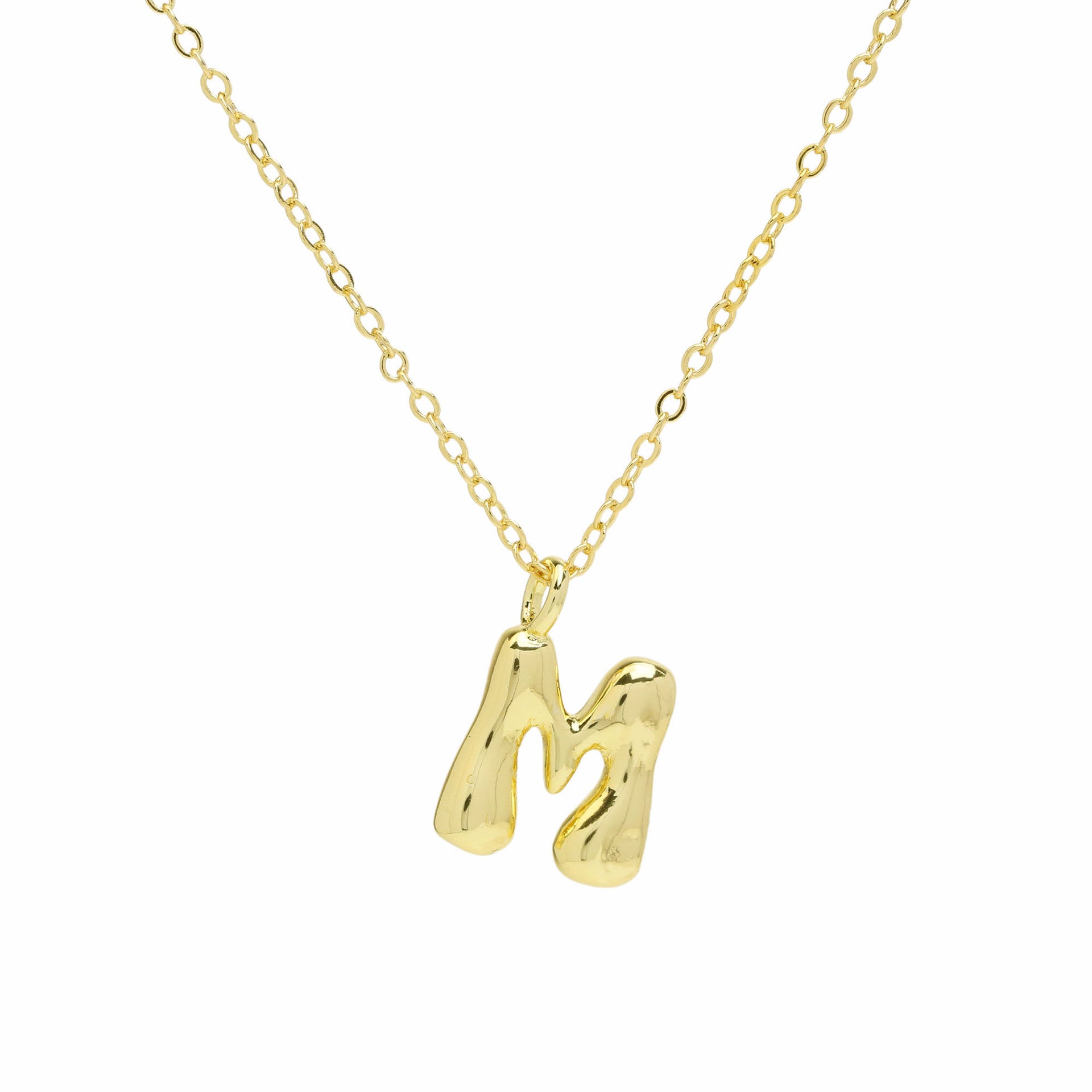Vanya Gold Initial Bubble Necklace - Letter M [83T7CU0E]