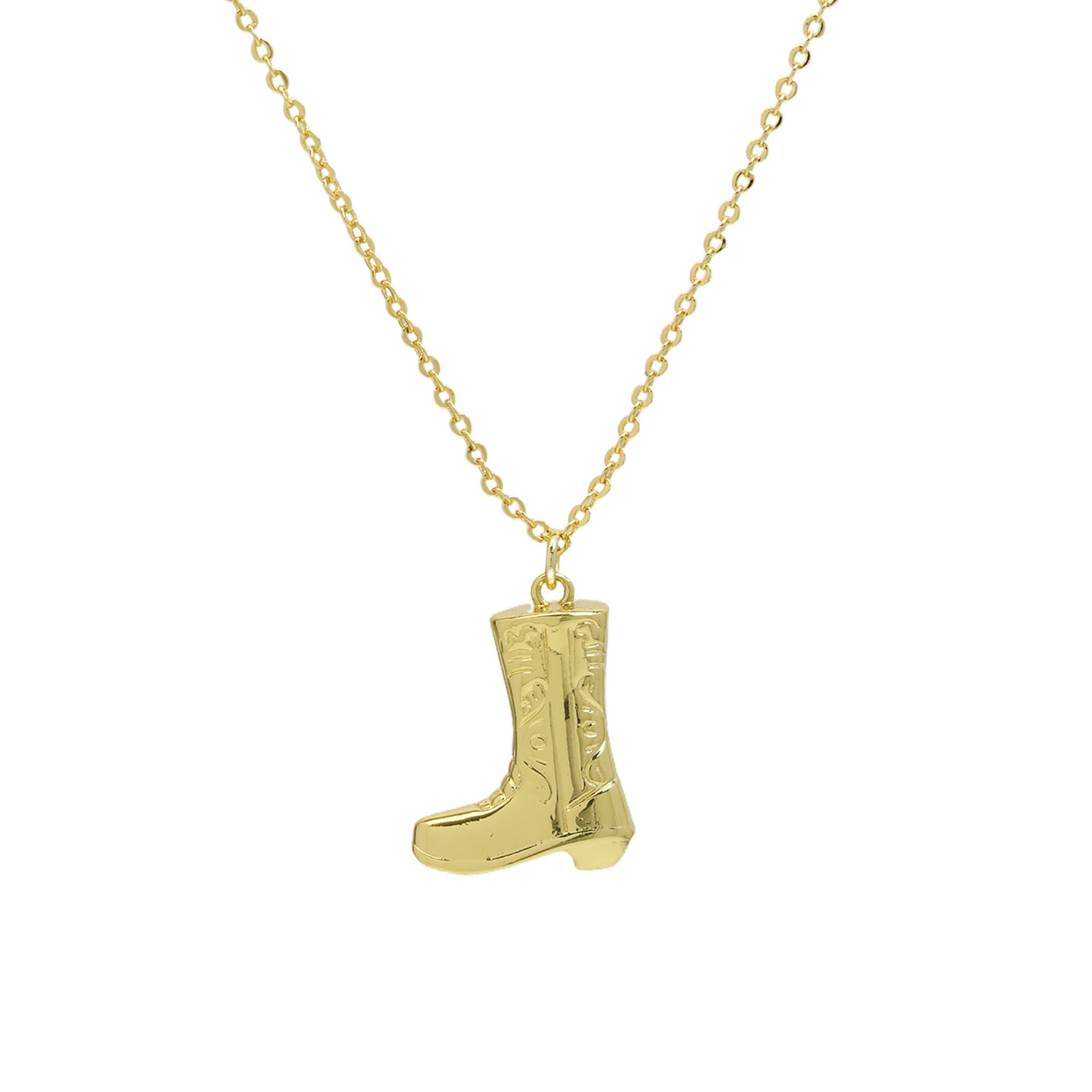 Mckinlee High Heel Boot Necklace - Gold Short Boot Charm [7B2QHQ5J]