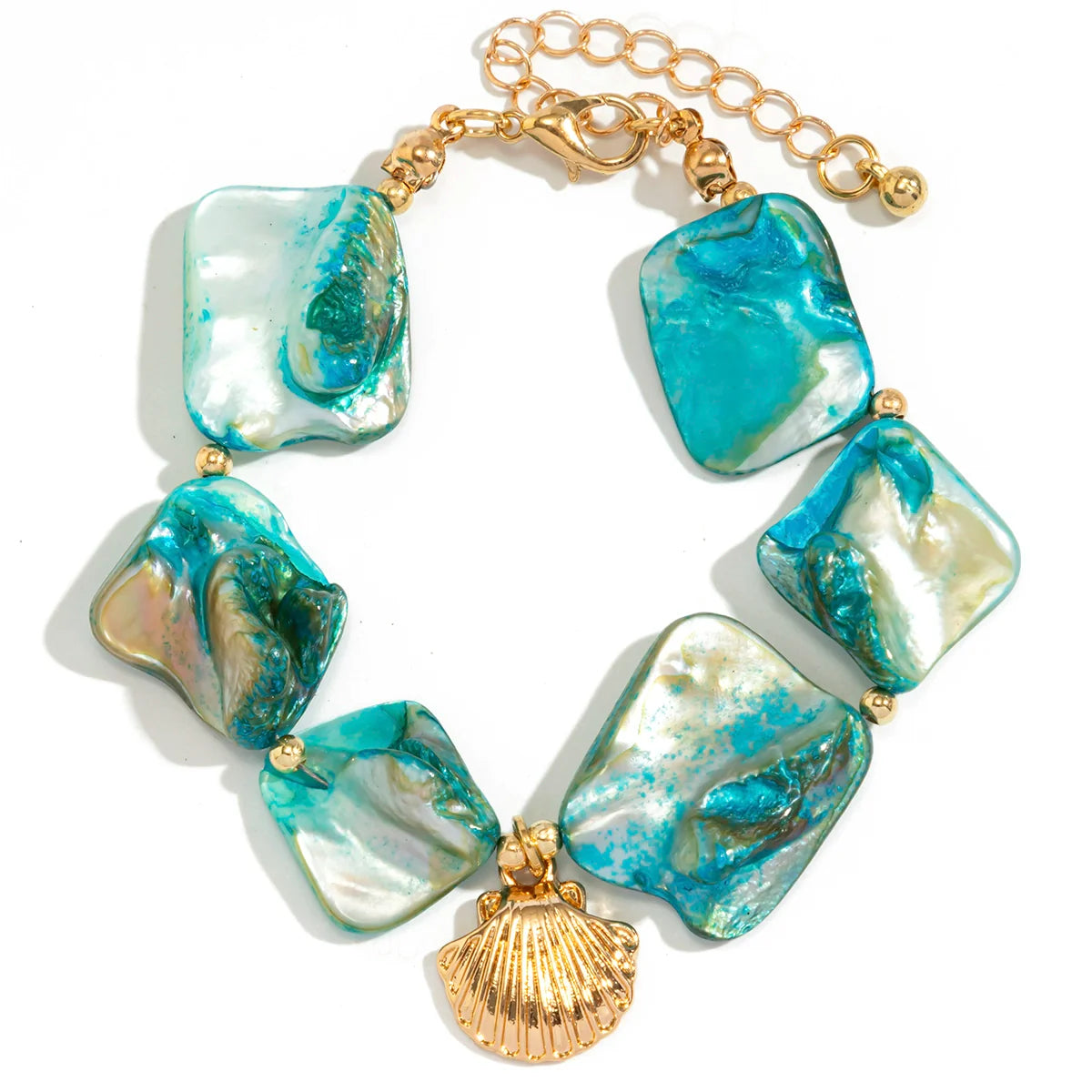 Alaura Scallop Charm Chain - Bracelet Blue