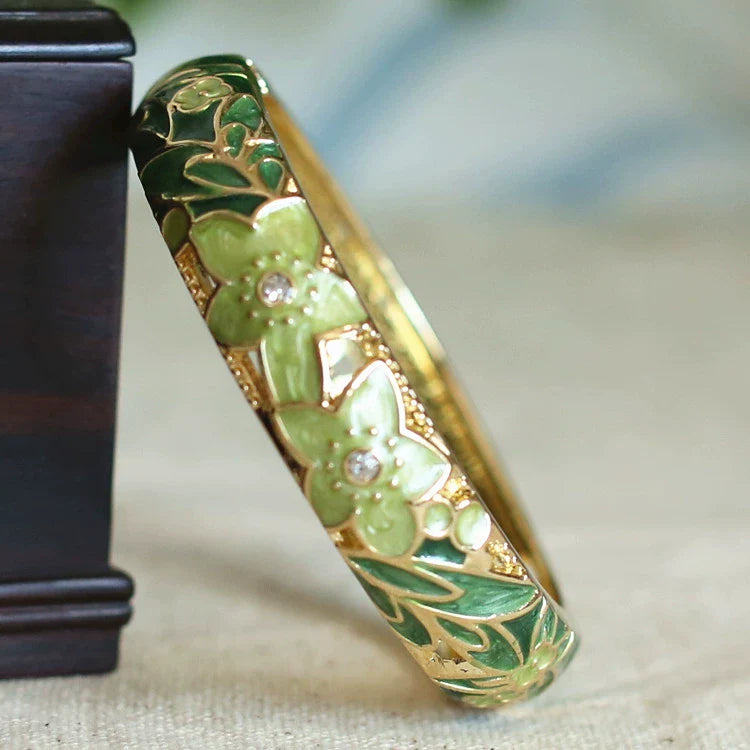 Alicen CloisonnŽ Floral Bangle - Cyan