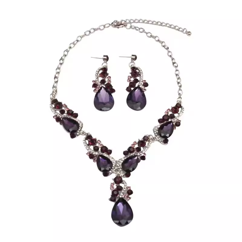 Dagny Waterdrop Tassel Set - Purple Set