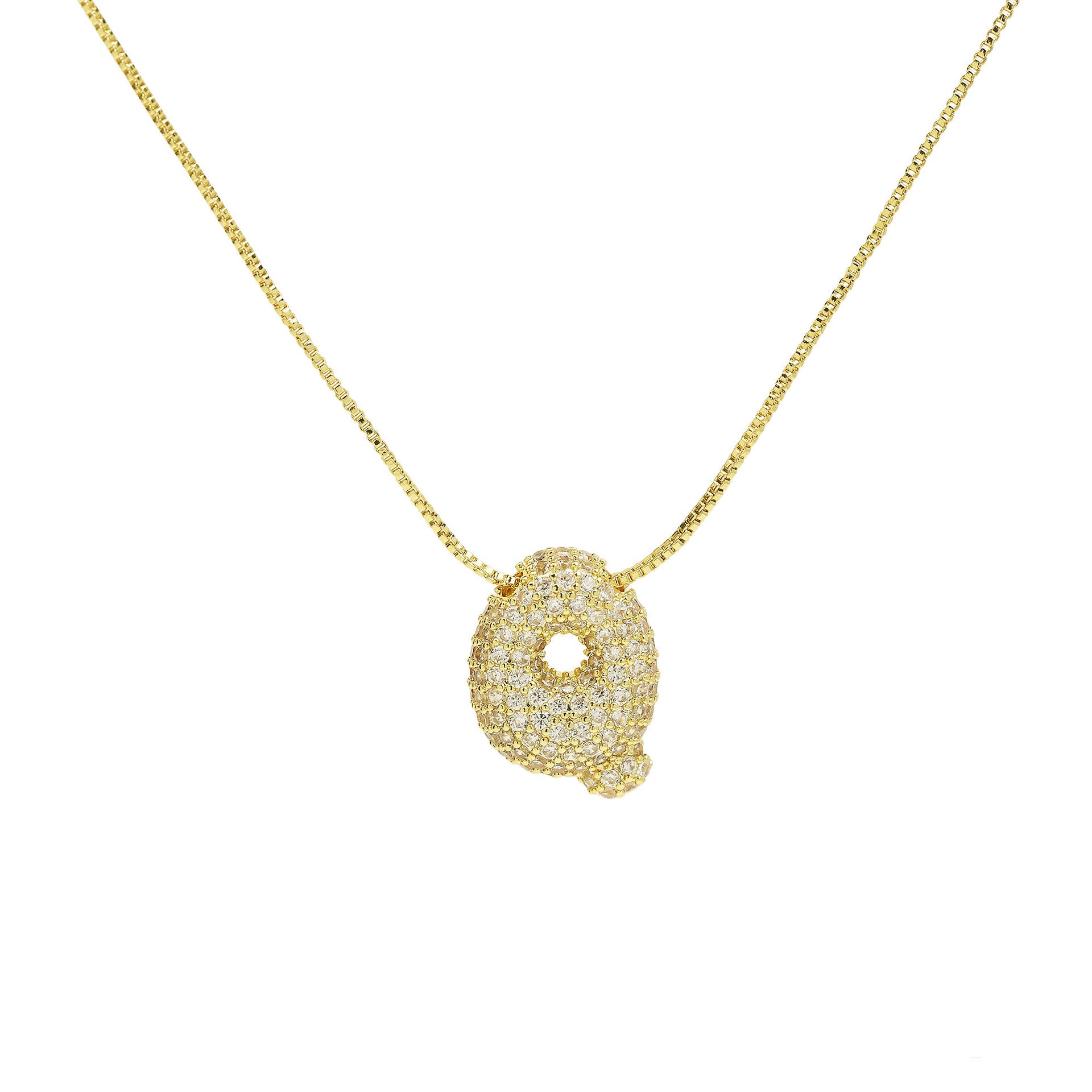 Francis Bubble Initial Necklace - Gold Necklace Q [0GF8DIR7]
