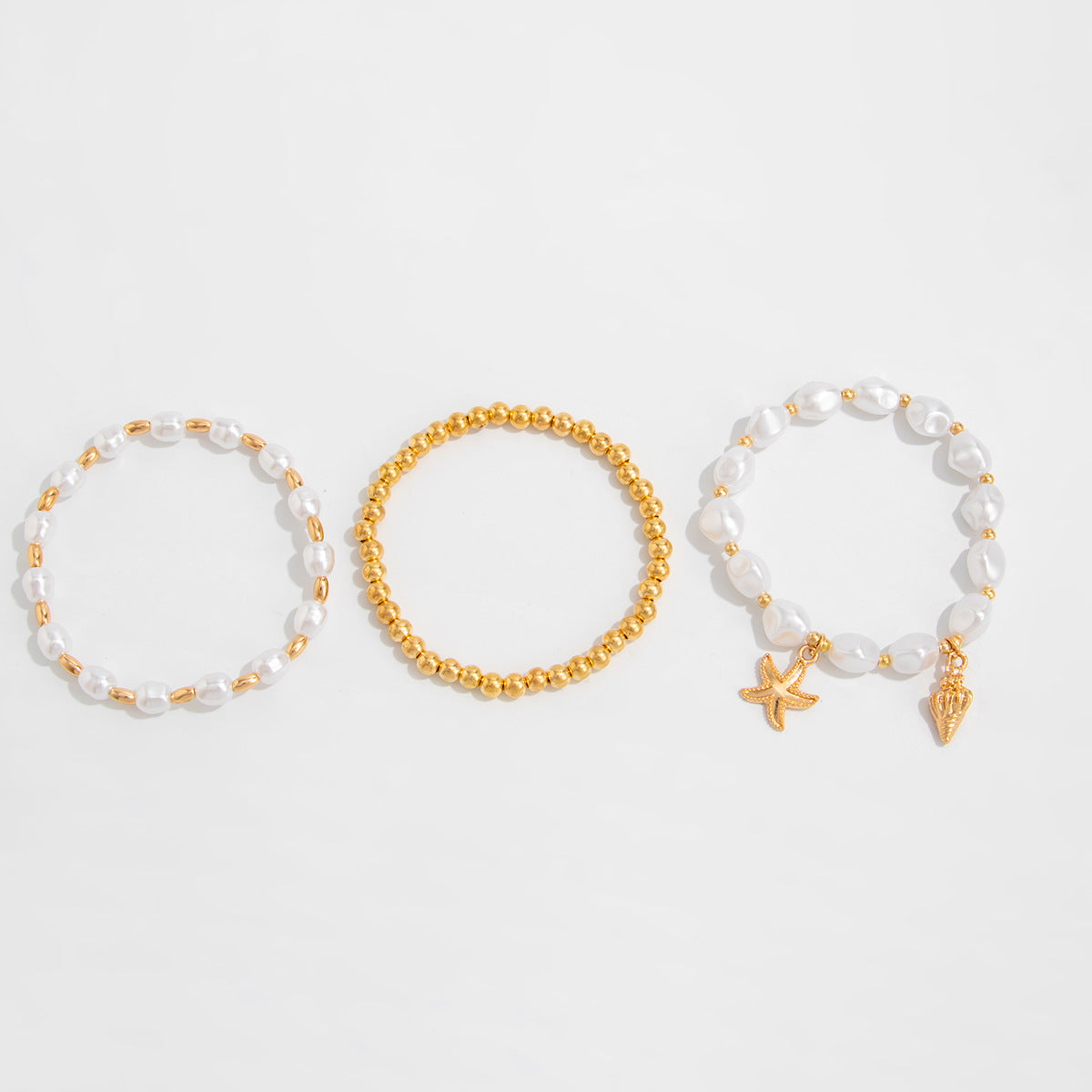 Abella Gold Beaded Bracelet Set - Gold [3KD32ELH]