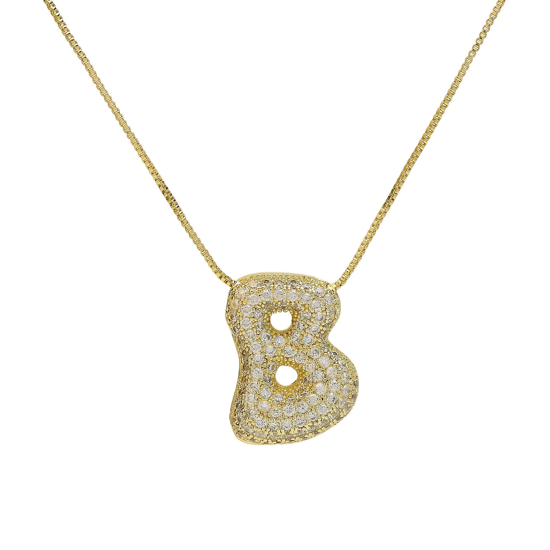 Zaidee Bubble Initial Necklace - Initial B [PWA73W03]