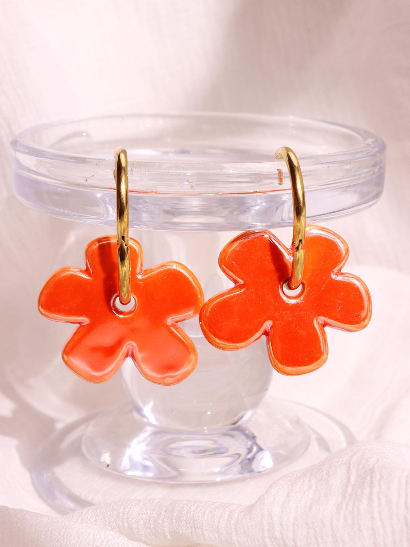 Munira Ceramic Bloom Drop Earrings - Lavender Purple [KTJJX0H1]