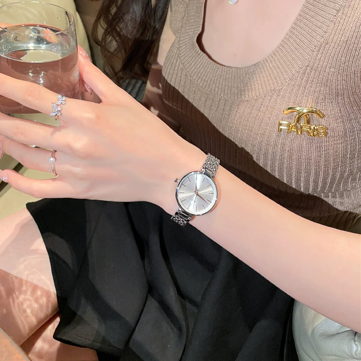 Christal Refined Pave Watch - Silver