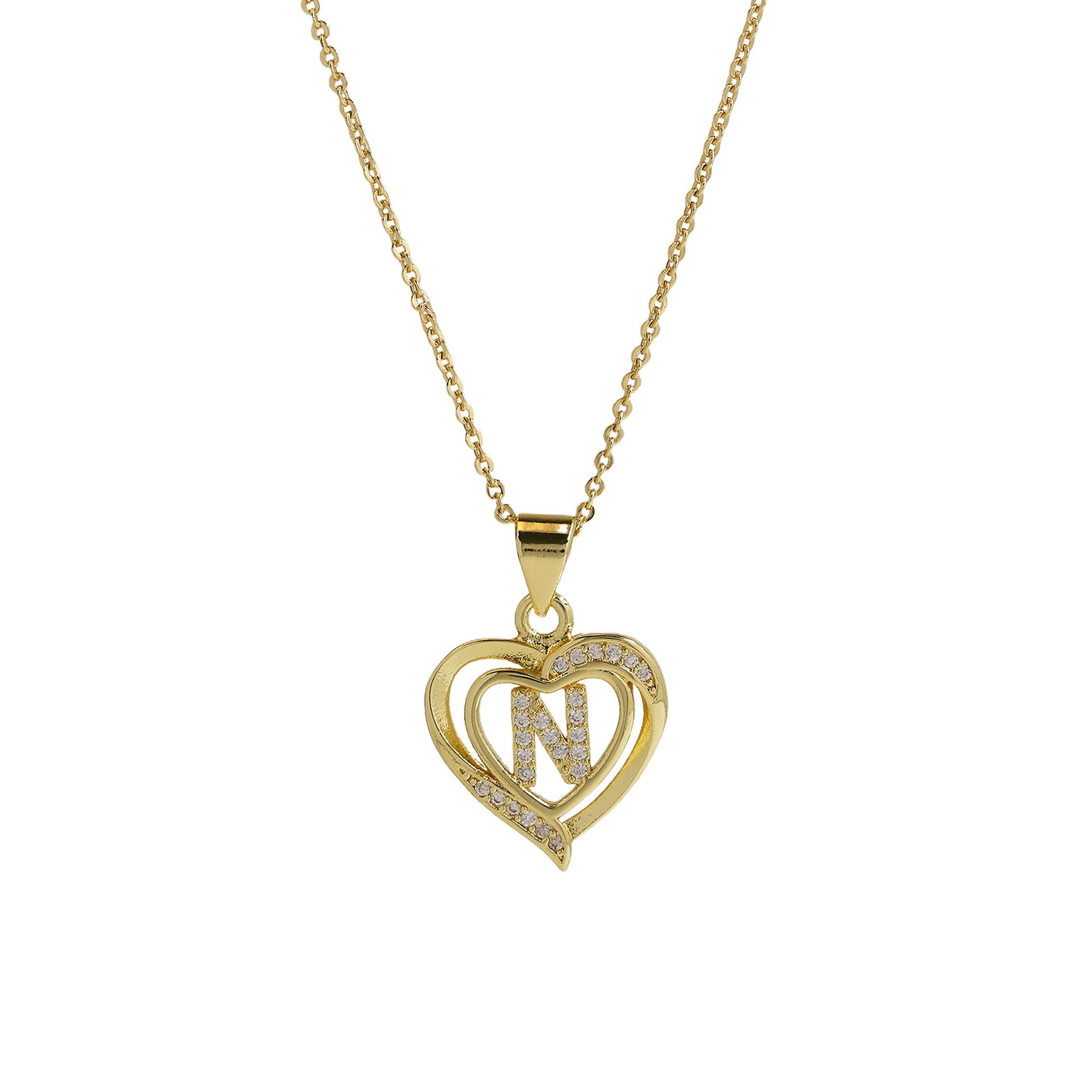 Kamarie Initial Heart Necklace - Necklace N [YI4Z3UNG]