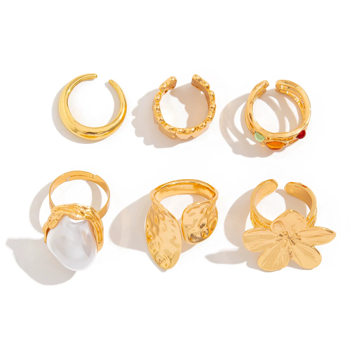 Kasia Baroque Floral Ring Set - Gold Gold Flower