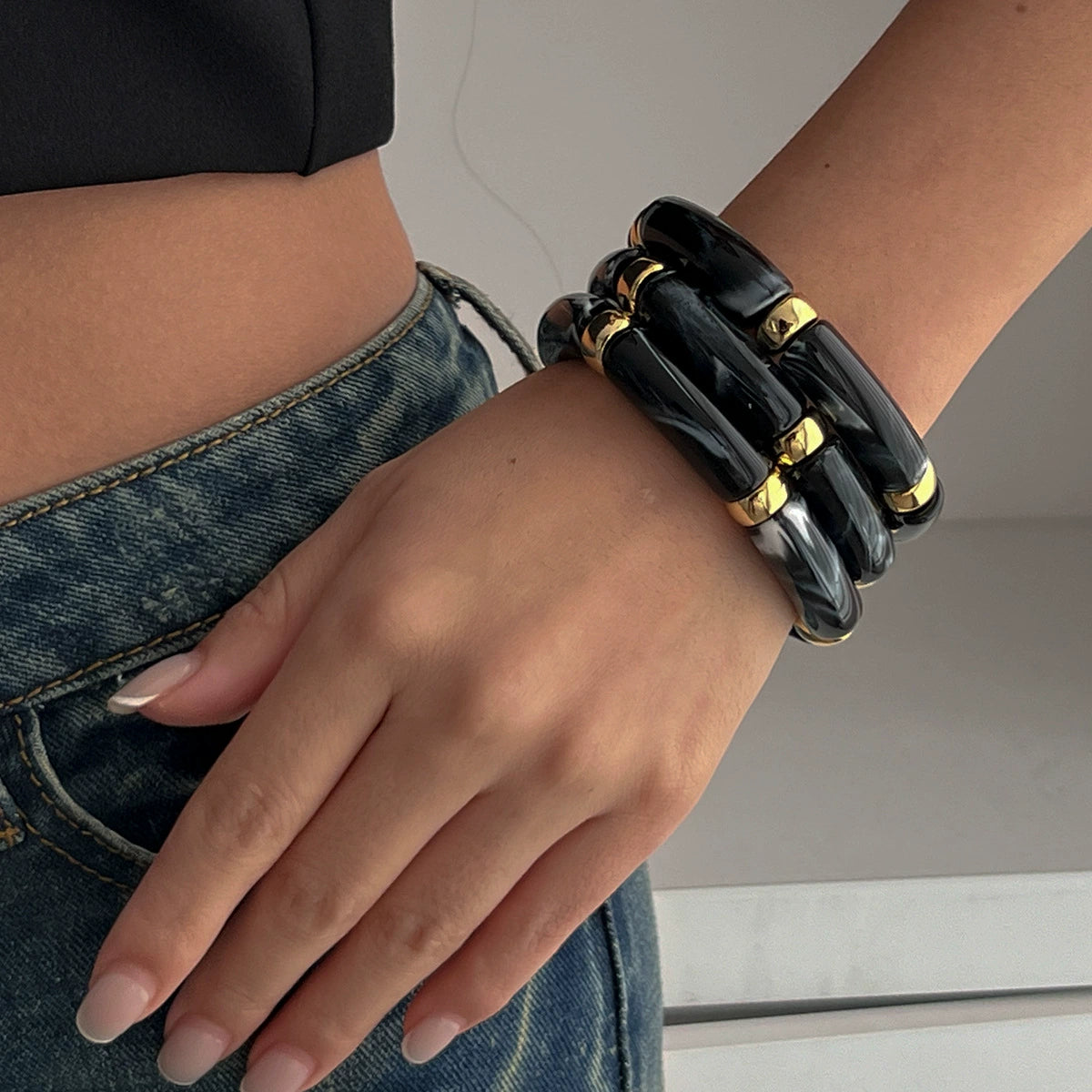 Rosalind Beaded Metal Bracelet Set - Mixed Color Set 3 [KSRRSSX1]