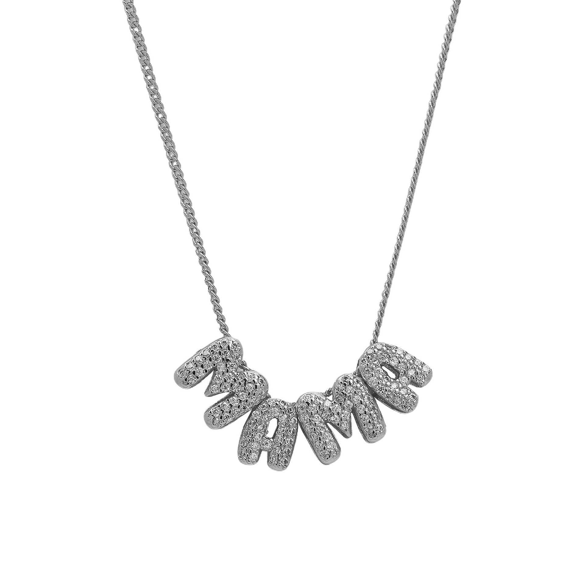 Beautiful Zircon Letter Necklace - Mama Silver [PSUIJQEW]