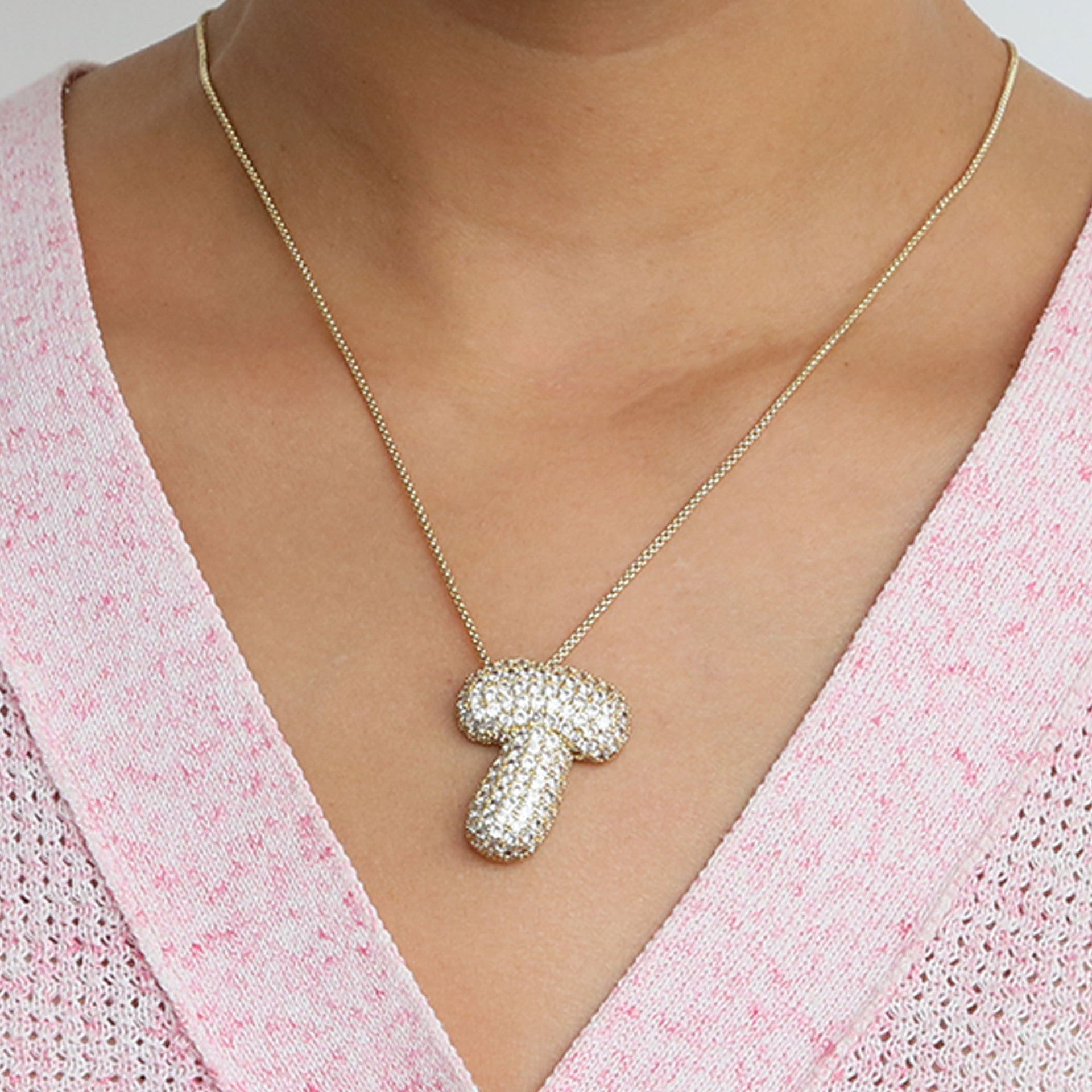 Laiba Bubble Initial Necklace - T [0DYTECJG]