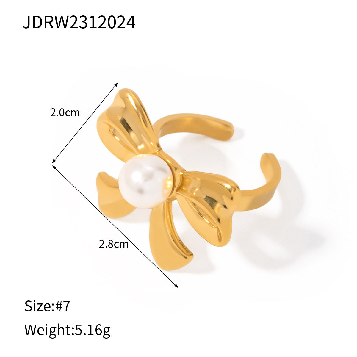Kay Pearl Bow Ring - Silver Tone Version 2 [BI6ZDKWS]
