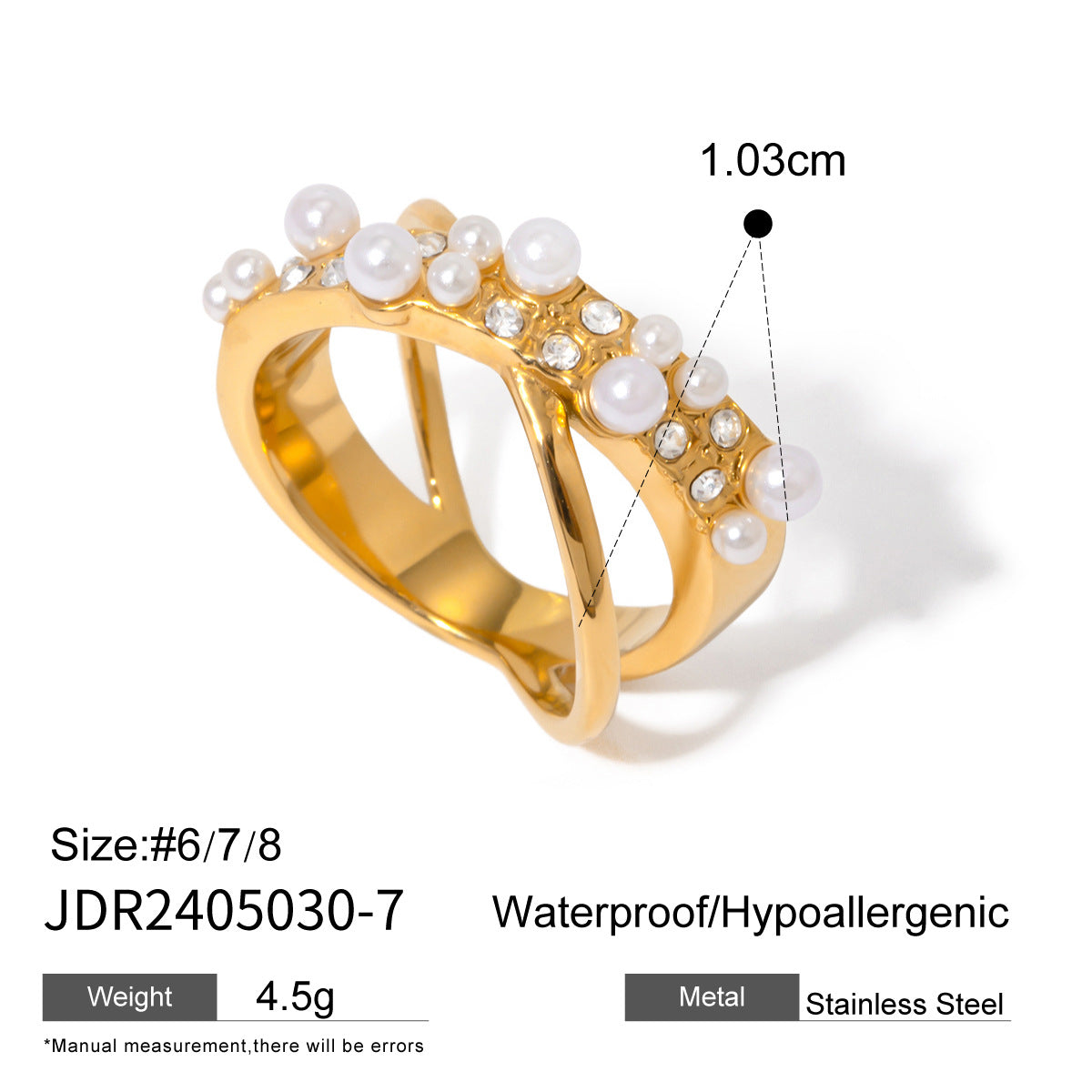 Siyona Elegant Pearl Zircon Rings - JDR2405030-8 [B40F598J]