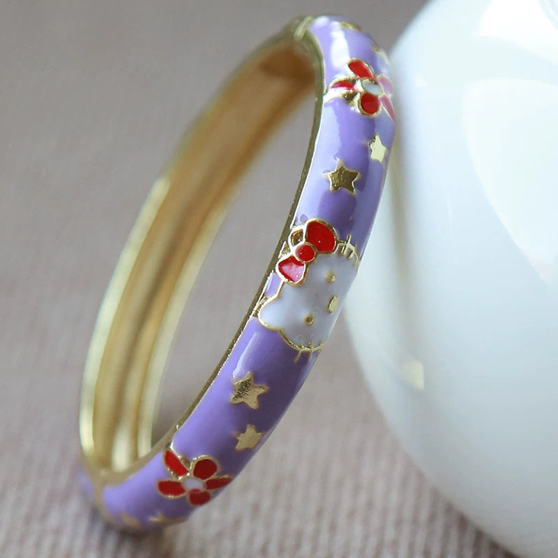 Camrynn Kitty Enamel Bracelet - Purple (4.7cm) [M0QLEHHB]