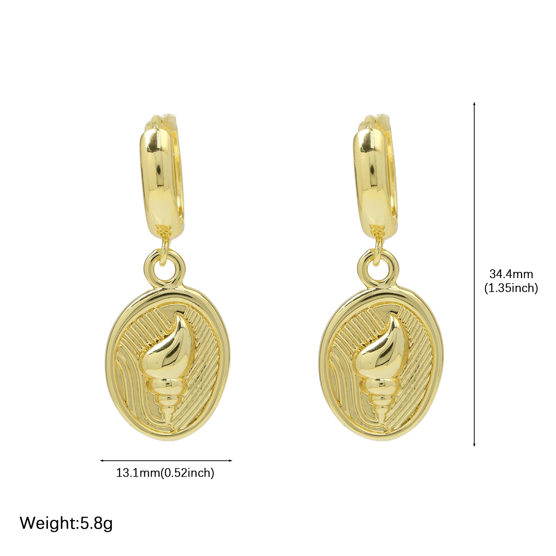Siham Gold Conch Drop Earrings - Style 3 [UPJLKAKH]