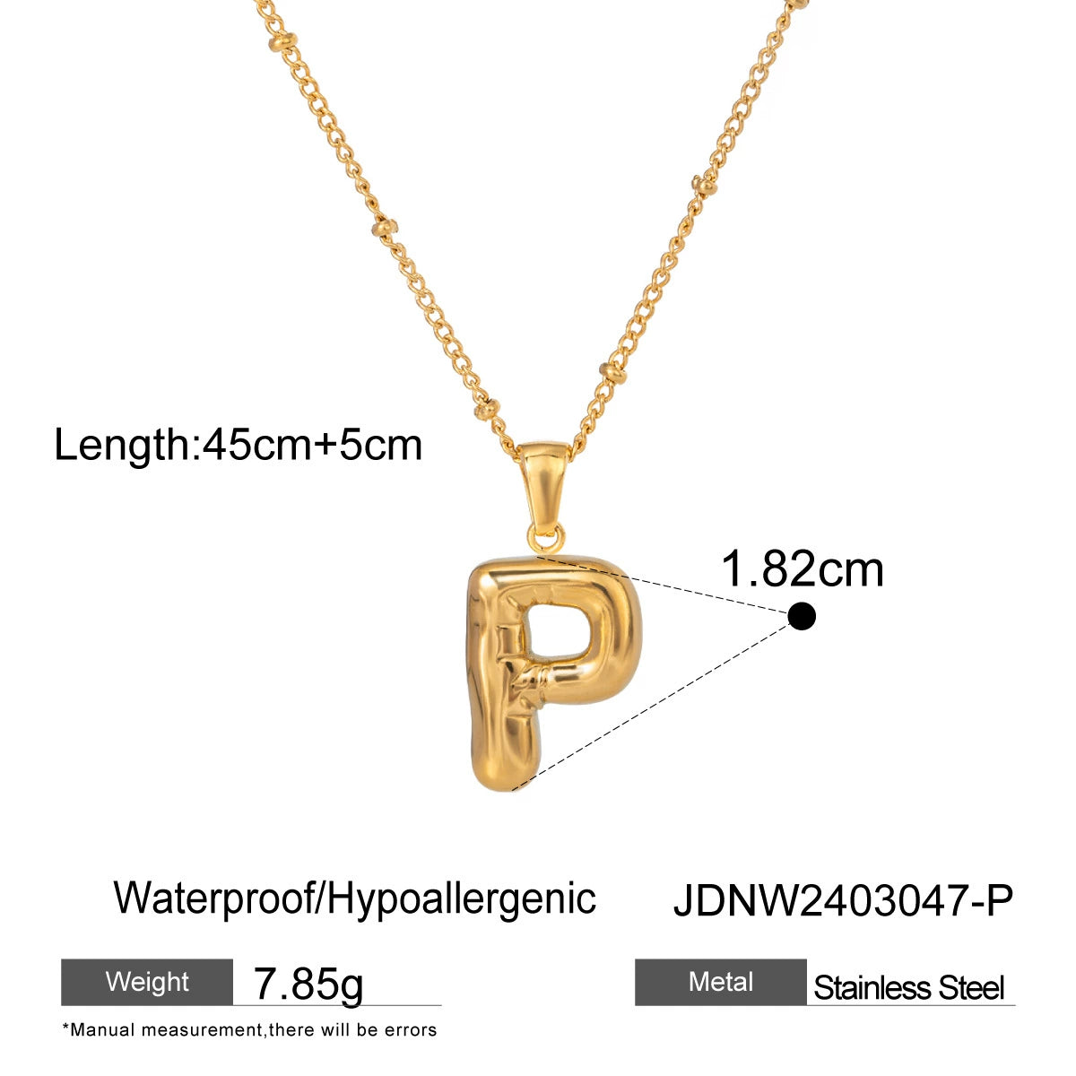 Kadyn Initial Pendant Necklace - Letter P [E5KO9CX9]