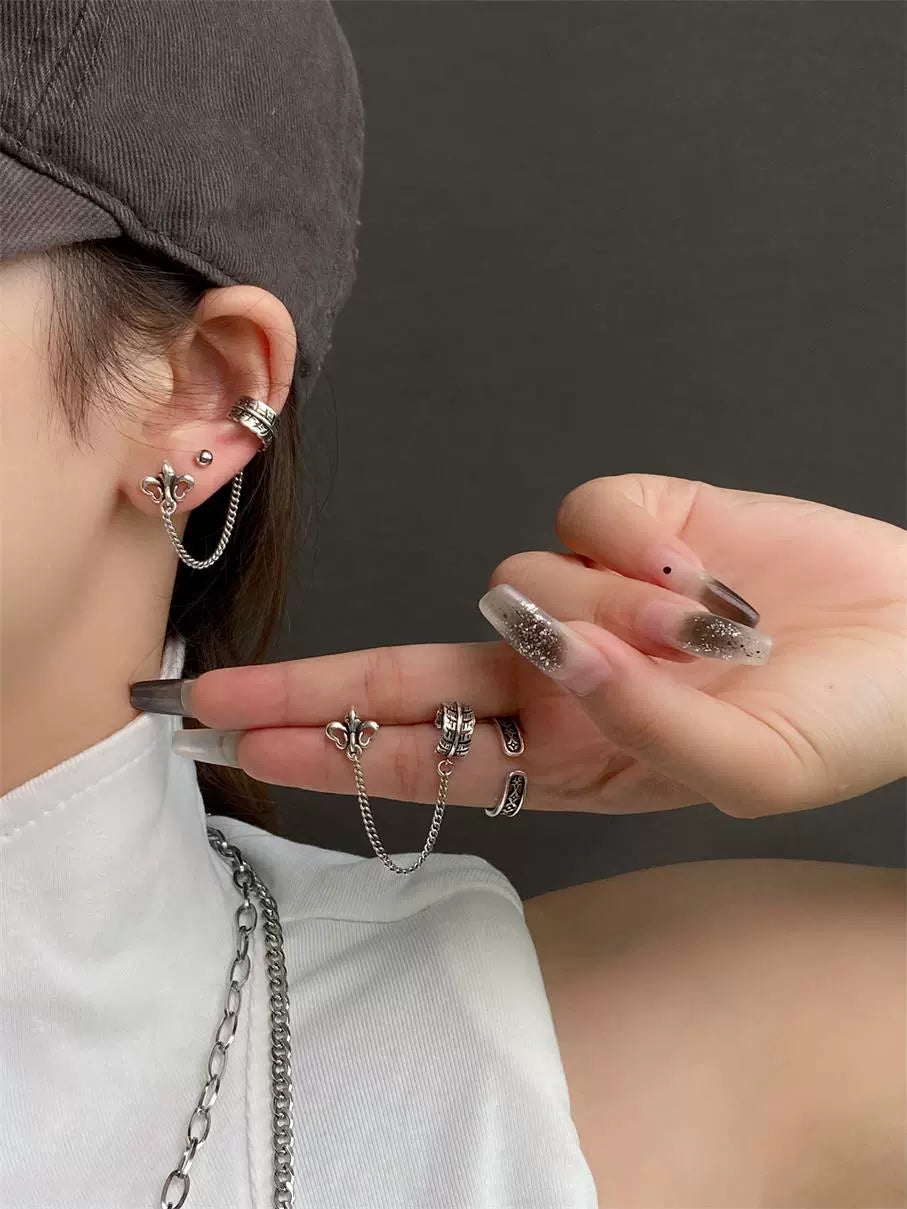 Ilia Chain Cross Ear Cuff - Pair
