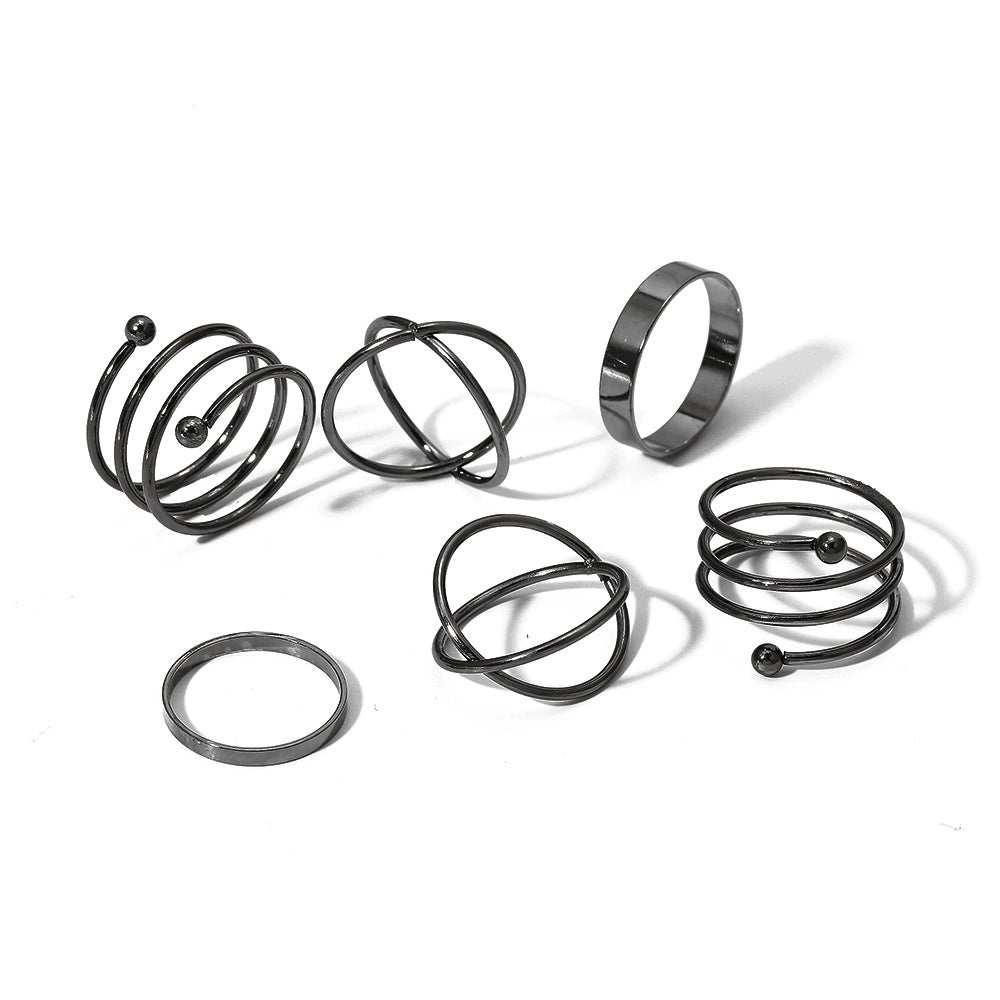 Maryanne Retro Stackable Ring Set - Style 6 [BS6GL26K]
